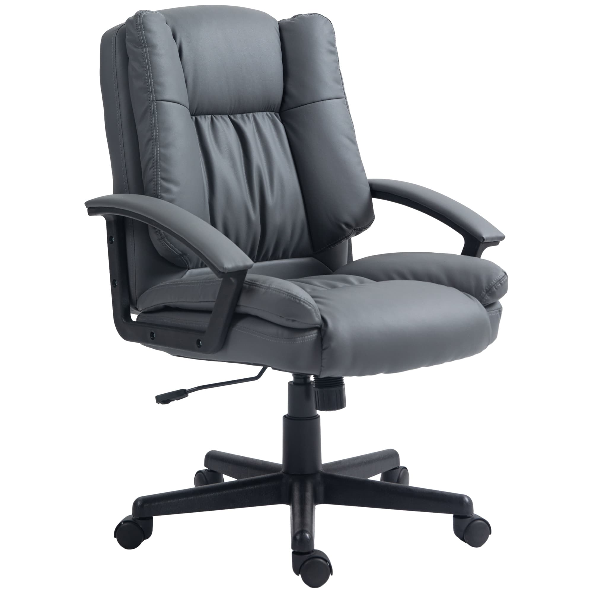 HOMCOM Ergonomic Office Chair PU Leather Upholstery Executive Office Chair with Adjustable Height Max Load 120kg, Dark Grey | Aosom UK