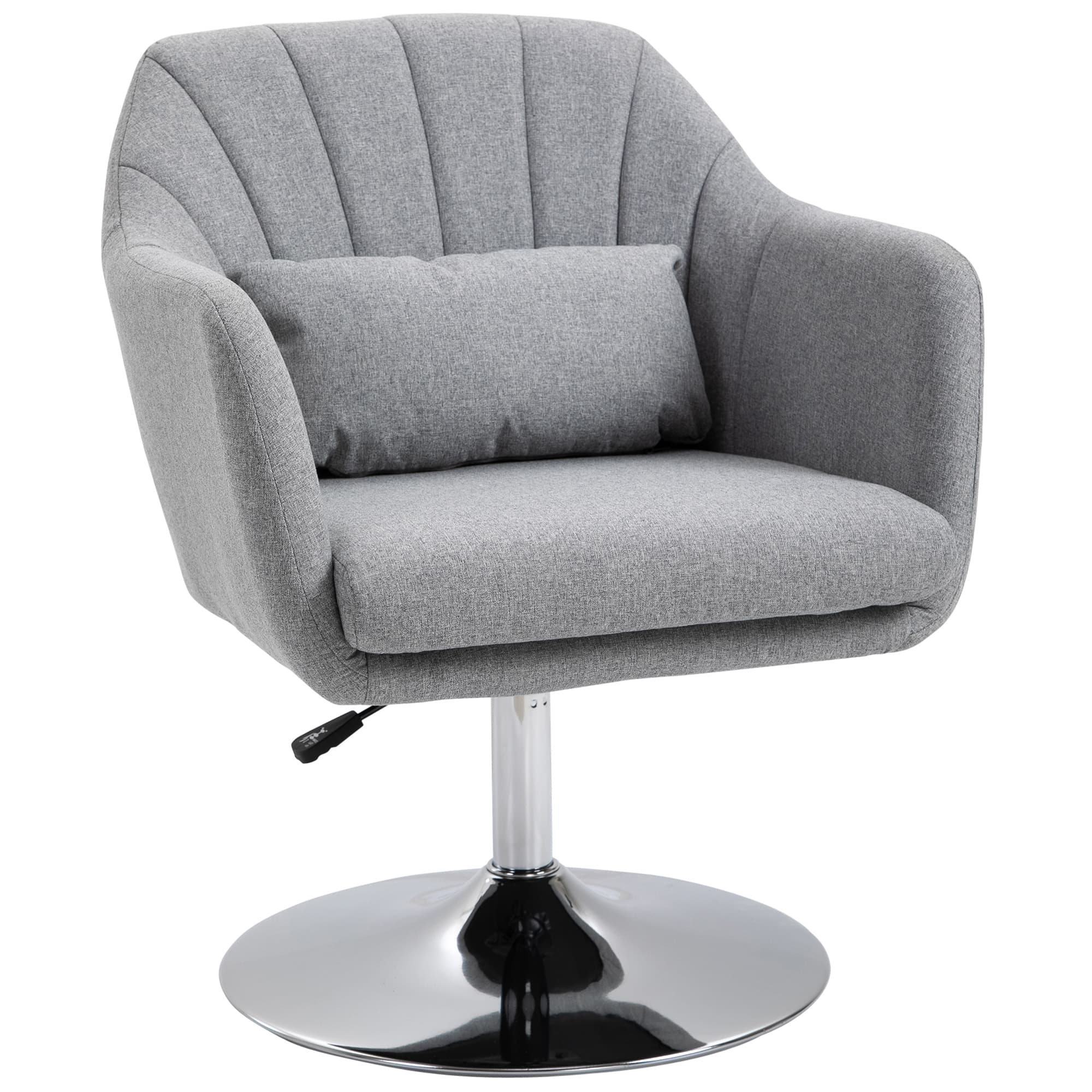 HOMCOM Swivel Accent Chair Contemporary Vanity Armchair with Adjustable Height Thick Cushion Lumbar Support Armrest for Bedroom, Cat Scratch Resistant
