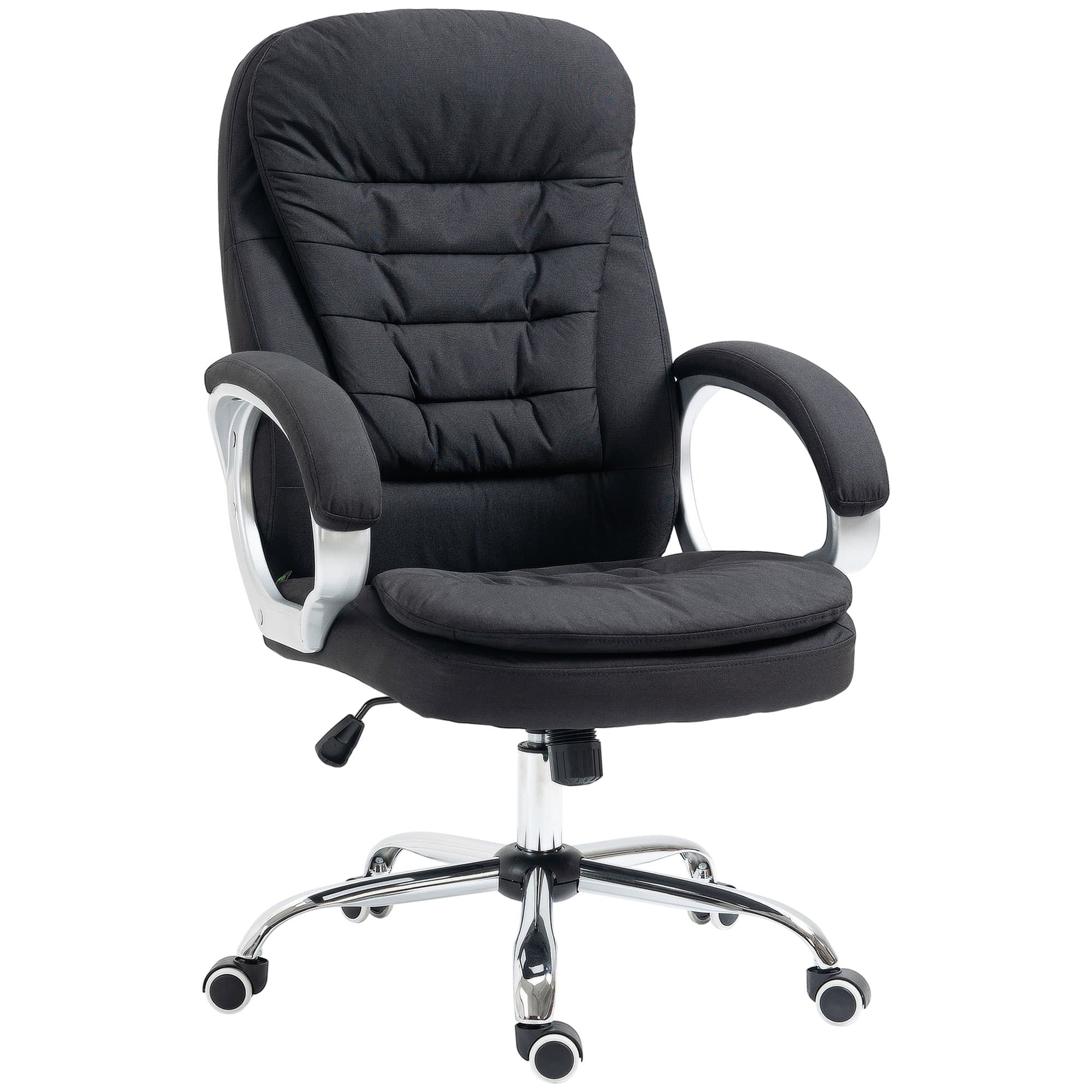 Vinsetto Ergonomic Office Chair, Executive Office Chair with Arm, Swivel Wheels, Linen Fabric, Adjustable Height, Cat Scratch Resistant, Black | Aosom UK