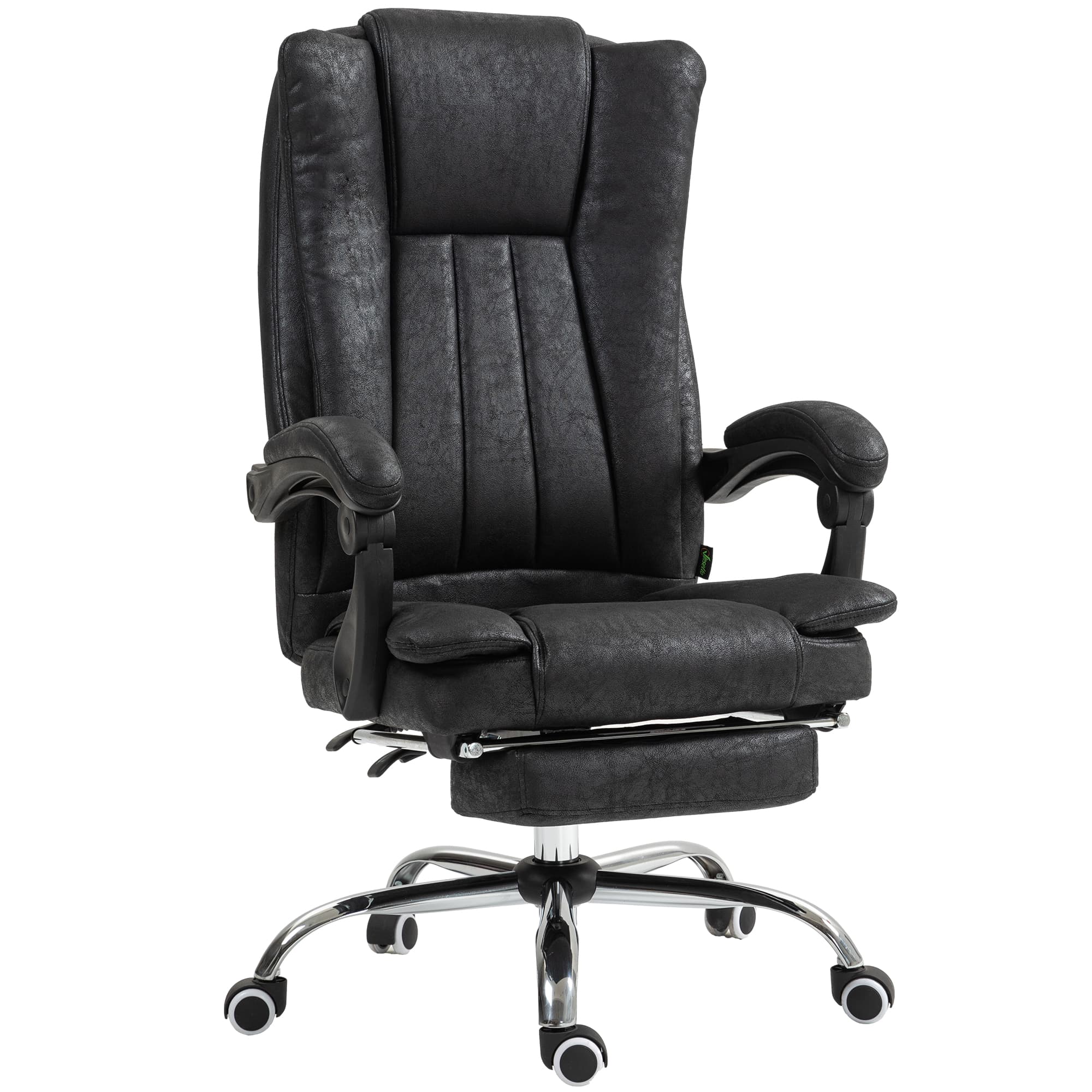 Vinsetto Home Office Chair, Executive Office Chair with Reclining Function Armrests, Footrest, Computer Desk Chair w/ Cat Scratch Resistant Fabric, Black | Aosom UK