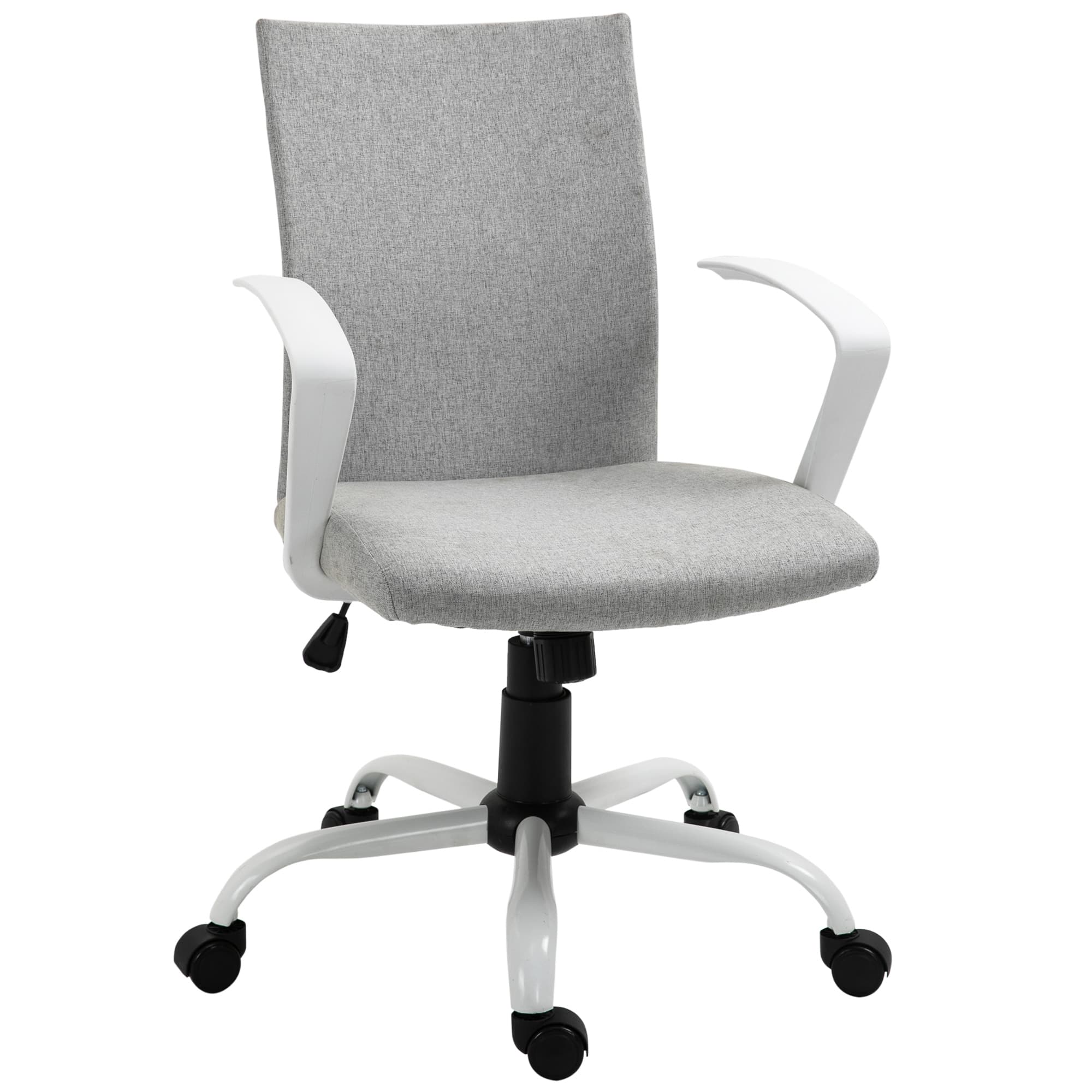 Vinsetto Swivel Office Chair, Adjustable Height Desk Chair with Padded Armrests & Silent Swivel Wheelsl, Scratch Anti, Light Grey | Aosom UK