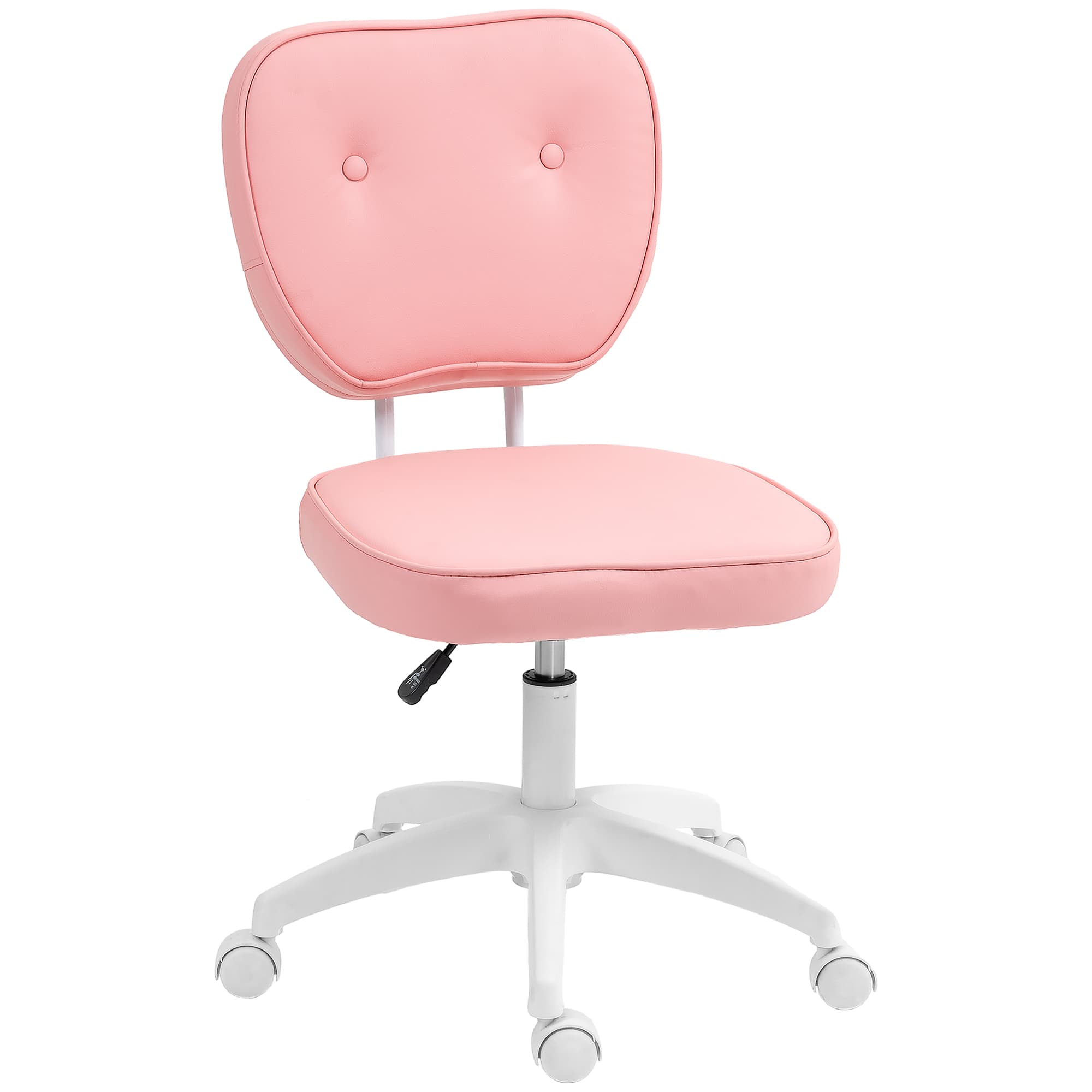 Vinsetto Vanity Office Chair, PU Leather Computer Chair for Home, with Adjustable Height, Armless, Swivel Wheels, Pink | Aosom UK