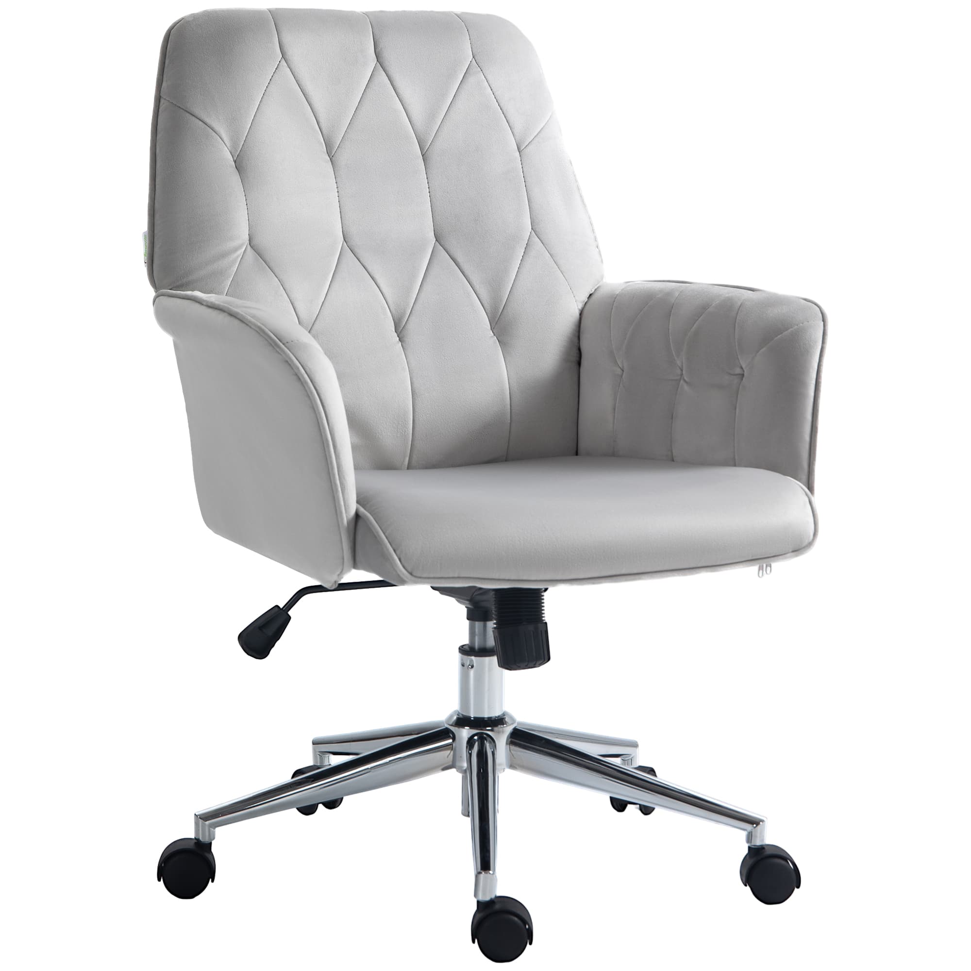 Vinsetto Linen Computer Desk Chair with Armrest, Modern Swivel Chair with Adjustable Height, Home Office Chair, Light Grey | Aosom UK
