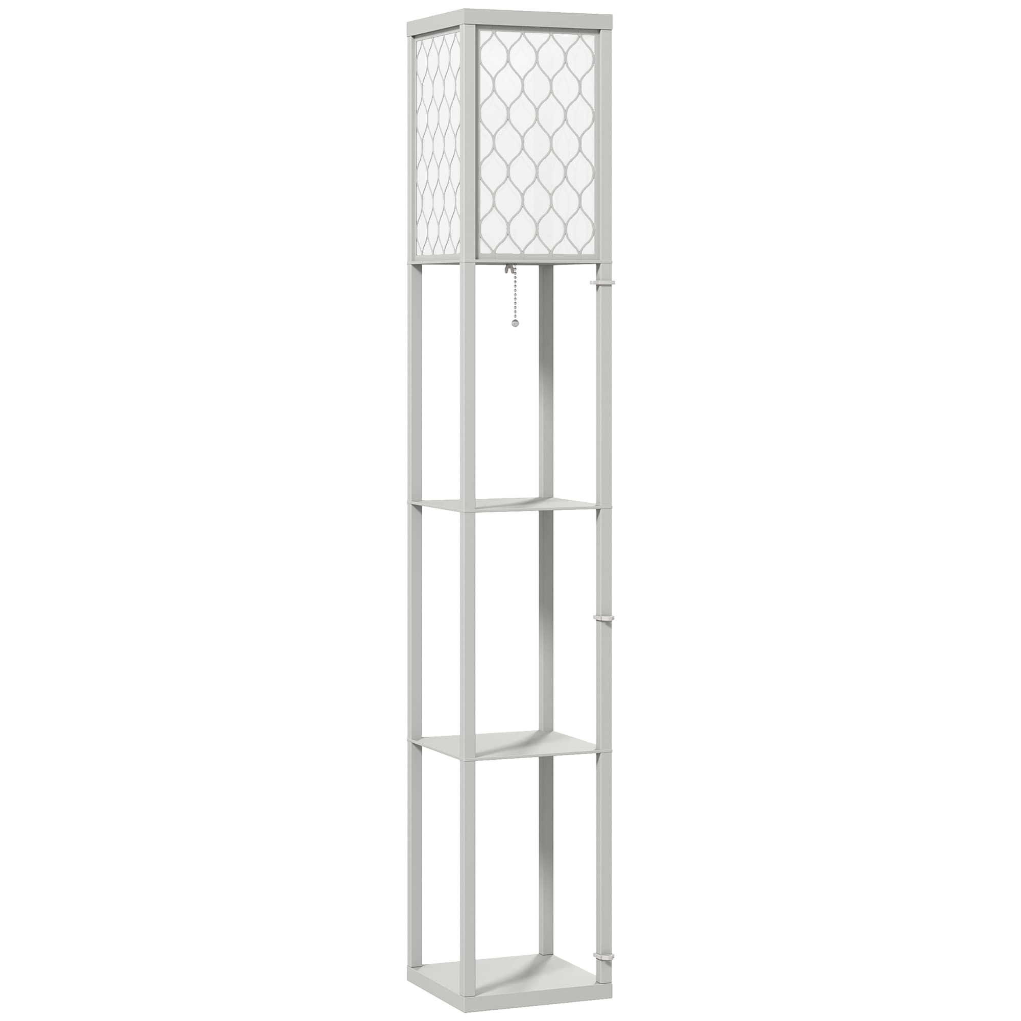 HOMCOM Three-Shelf Standing Lamp - Grey/White