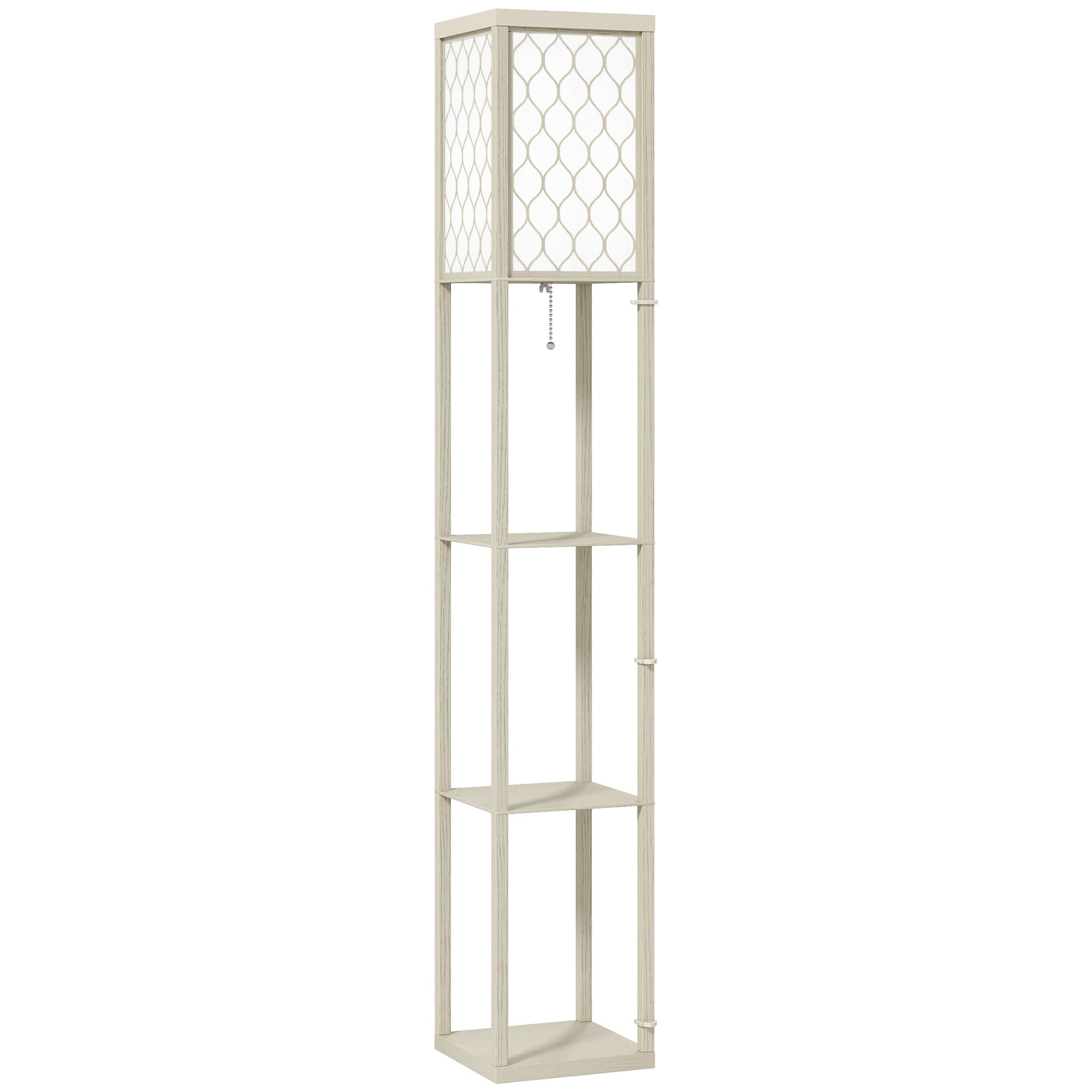 HOMCOM Three-Shelf Standing Lamp - Oak/White