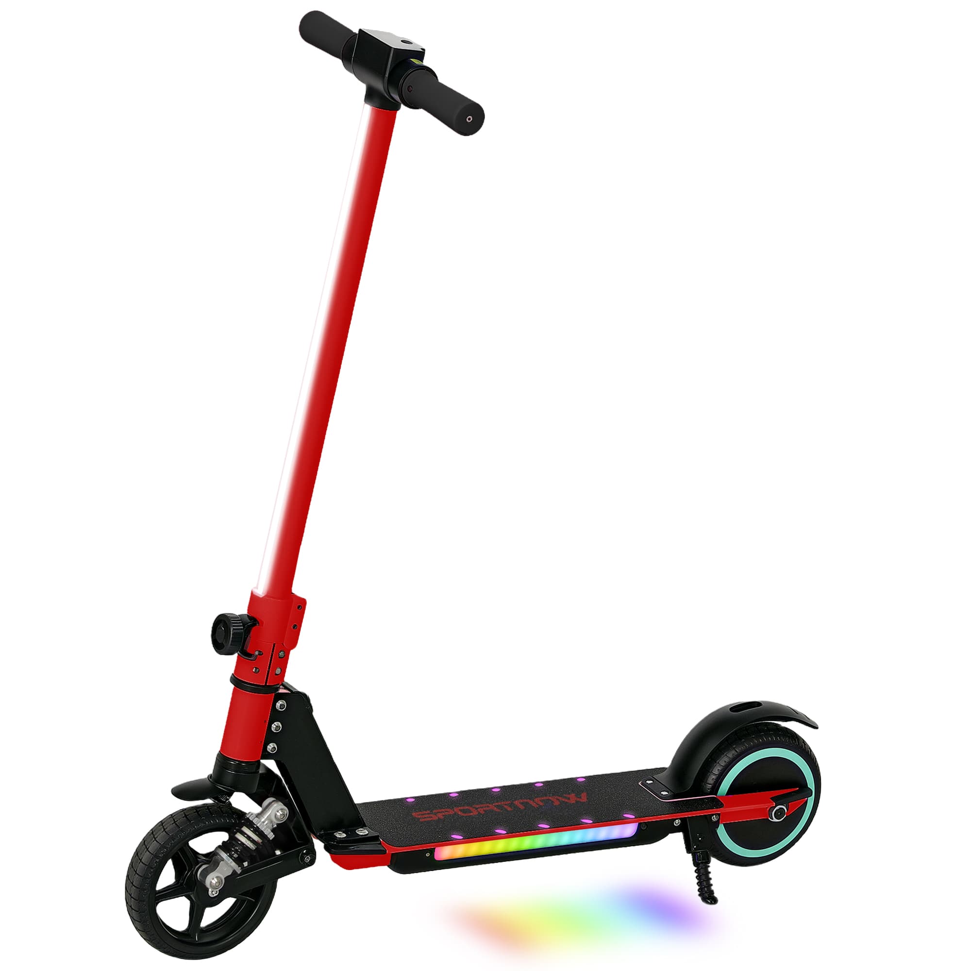 SPORTNOW Folding Electric Scooter for Kids Ages 6-14 with Dual Brakes, Front Suspension, Lightweight Aluminium, Max Speed 14 KM/H, Red | Aosom UK