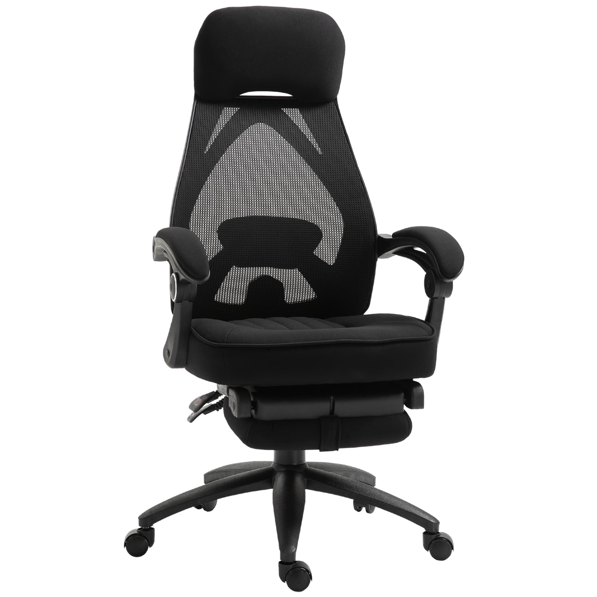Vinsetto Home Office Chair, Adjustable Lumbar Support, High Back with Headrest & Footrest, Black | Aosom UK