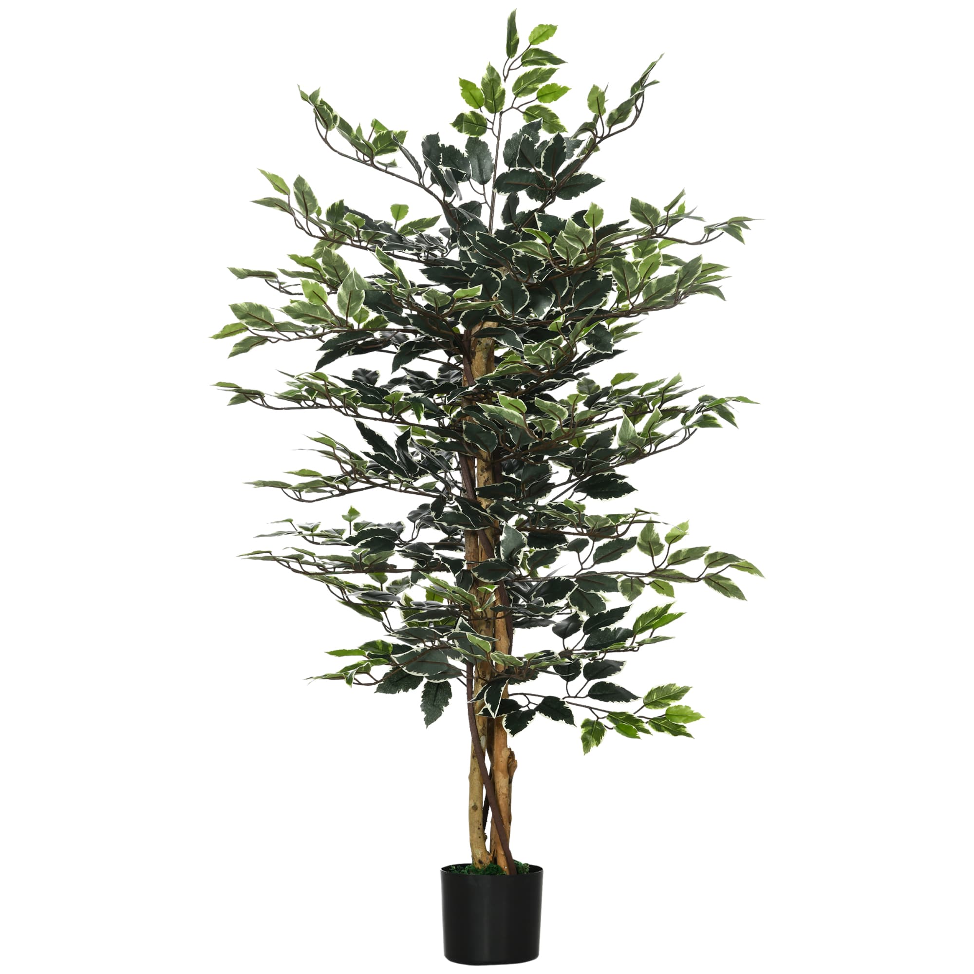 HOMCOM Verdant Oasis: Lifelike 130cm Ficus Tree in Pot, Realistic Foliage for Indoor & Outdoor Decor, Lush Green | Aosom UK