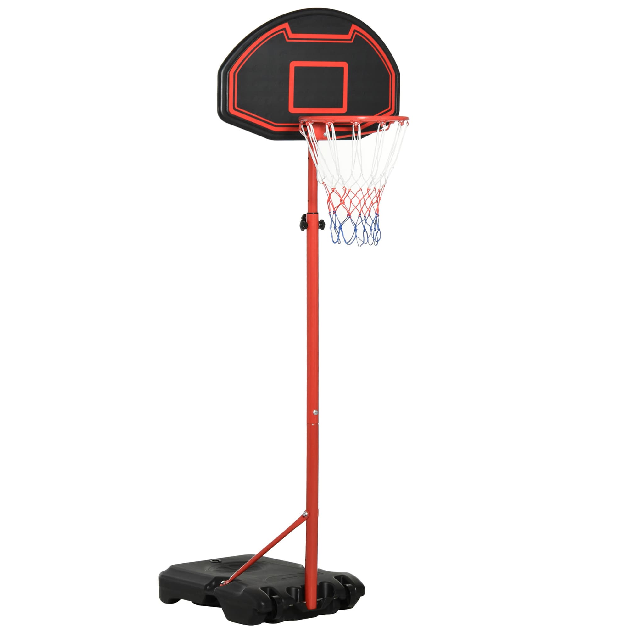 HOMCOM Adjustable Basketball Hoop: Sturdy Steel Frame for Indoor & Outdoor Play, Fun for All Ages, Black and Red | Aosom UK