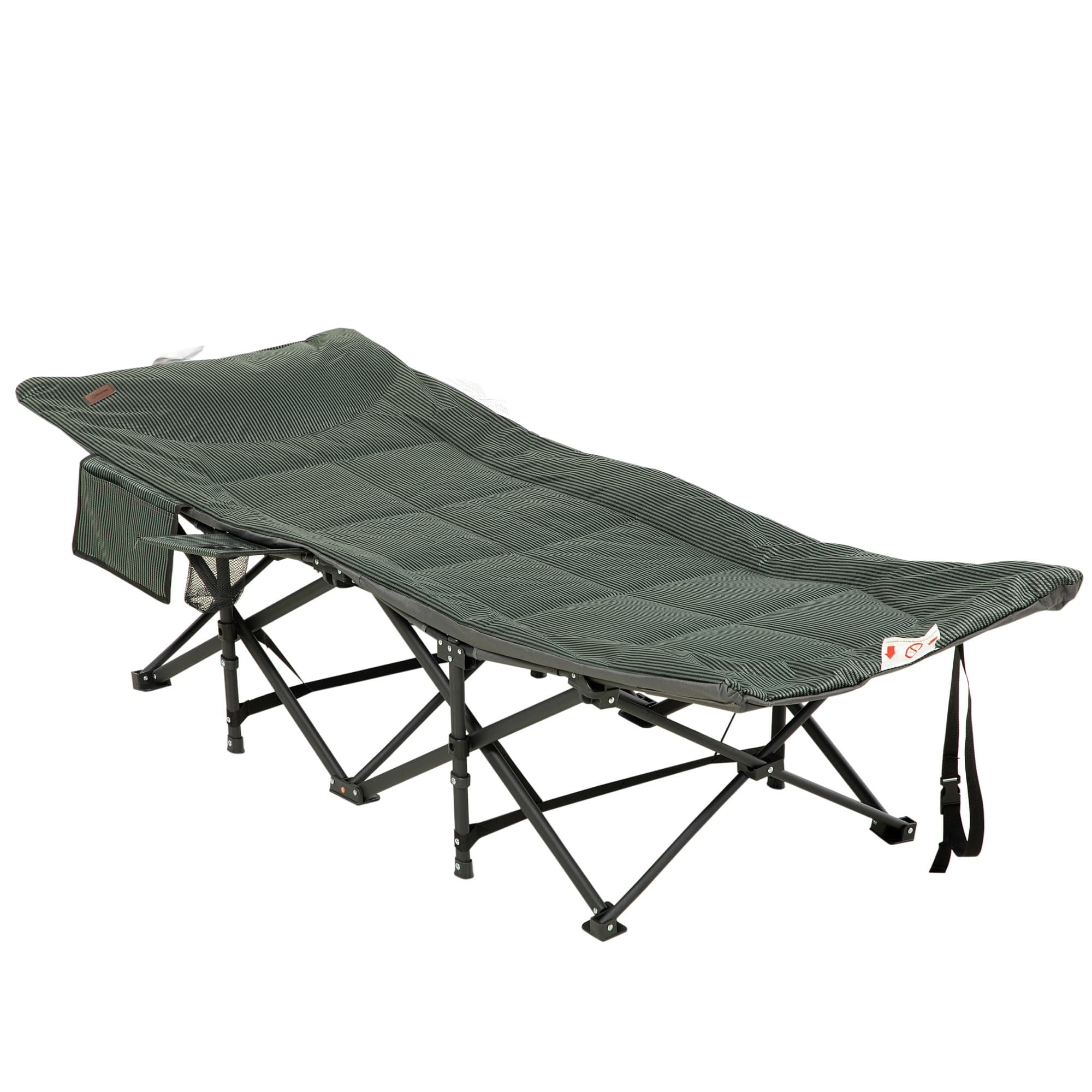 Outsunny Sun Lounger Foldable, Padded Patio Camping Bed with Adjustable 170 Recline & Accessories, Grey | Aosom UK