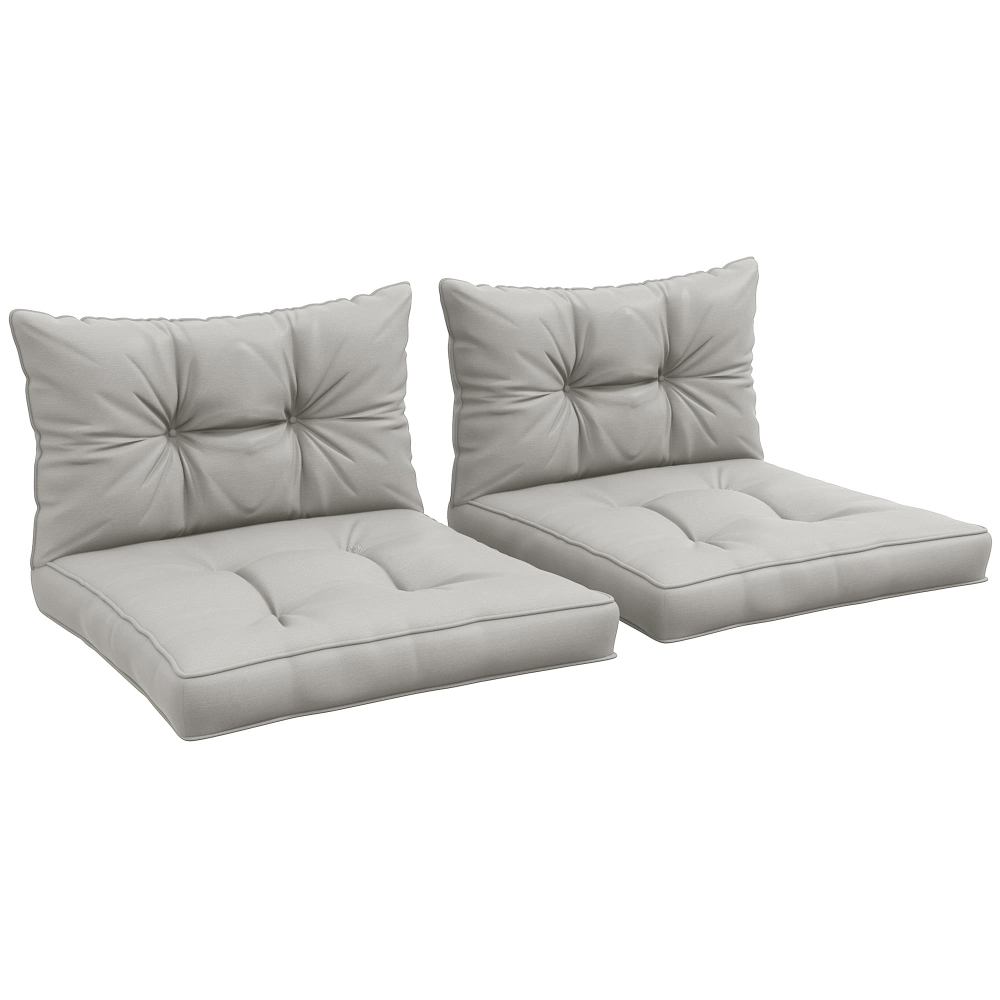 Outsunny 4-Piece Patio Chair Cushions Set, Seat and Back Pillows Replacement for Indoor Outdoor, Light Grey
