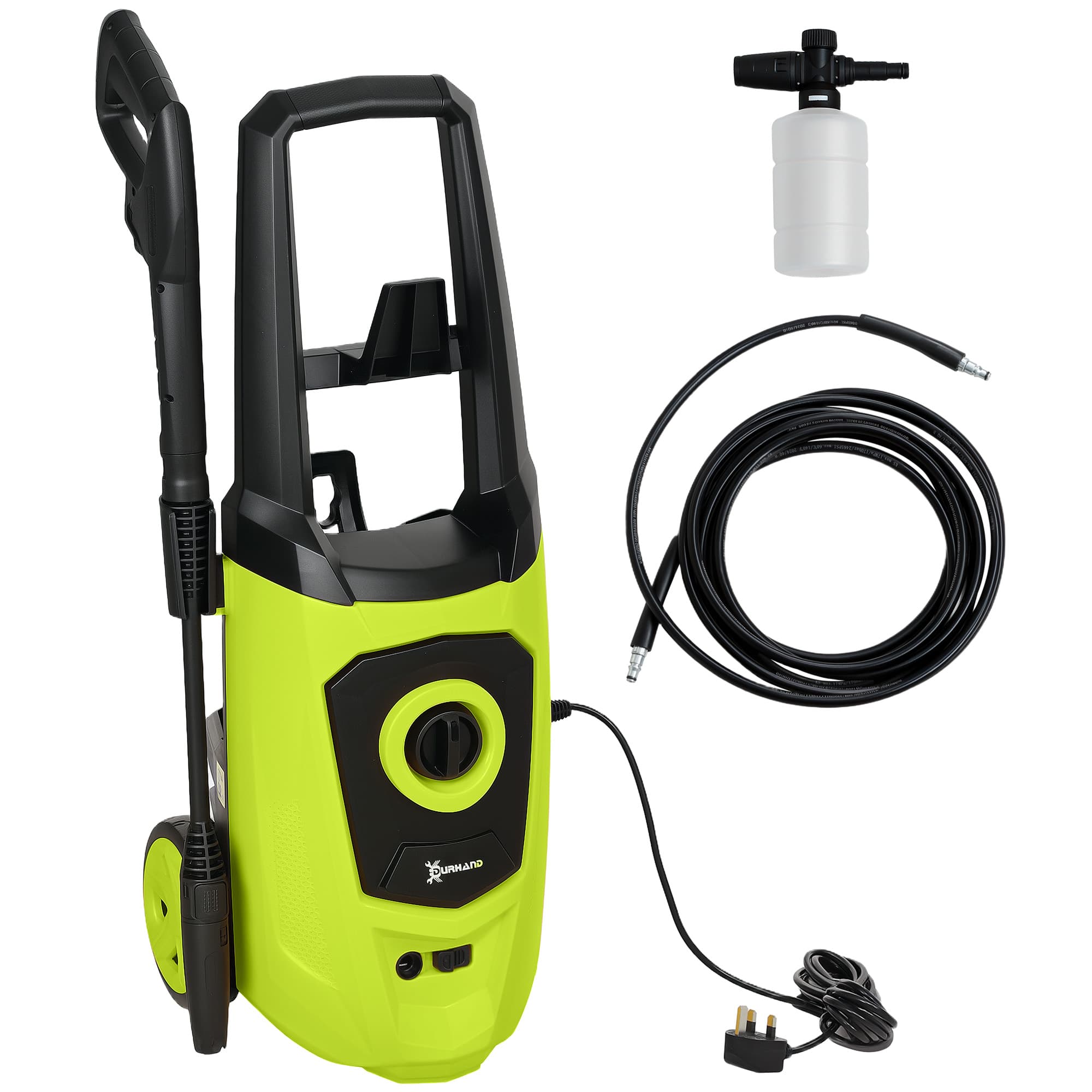 DURHAND 1800W High Pressure Washer, 150 Bar Pressure, 510 L/h Flow, High-Performance Portable Power Washer Jet Wash Cleaner for Garden | Aosom UK