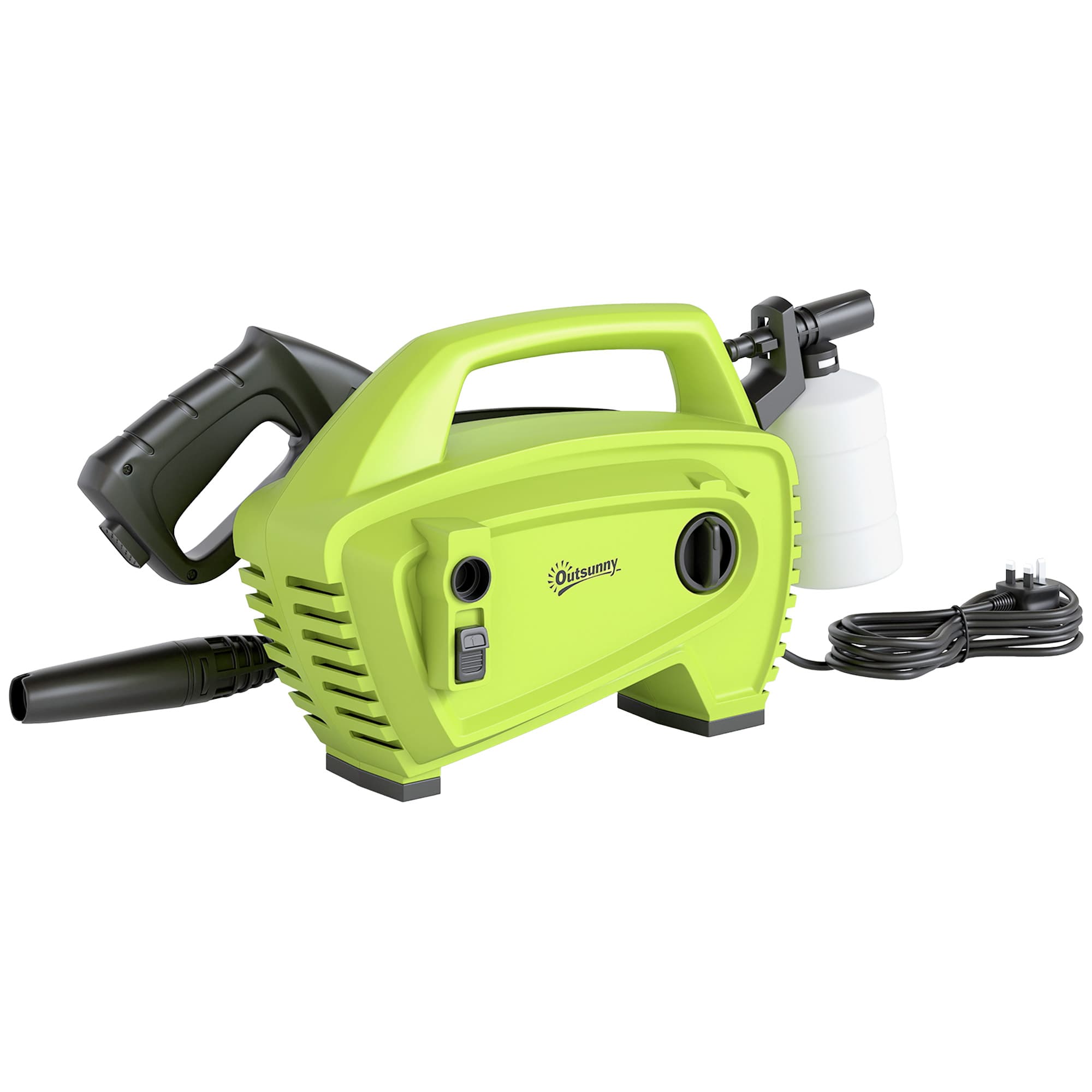 Outsunny 1600W High Pressure Washer, 130 Bar Pressure, 390 L/h Flow, Portable Power Washer Jet Wash Cleaner with Adjustable Nozzle, 6M Hose, Handle for Home Patio Car Driveway, Green