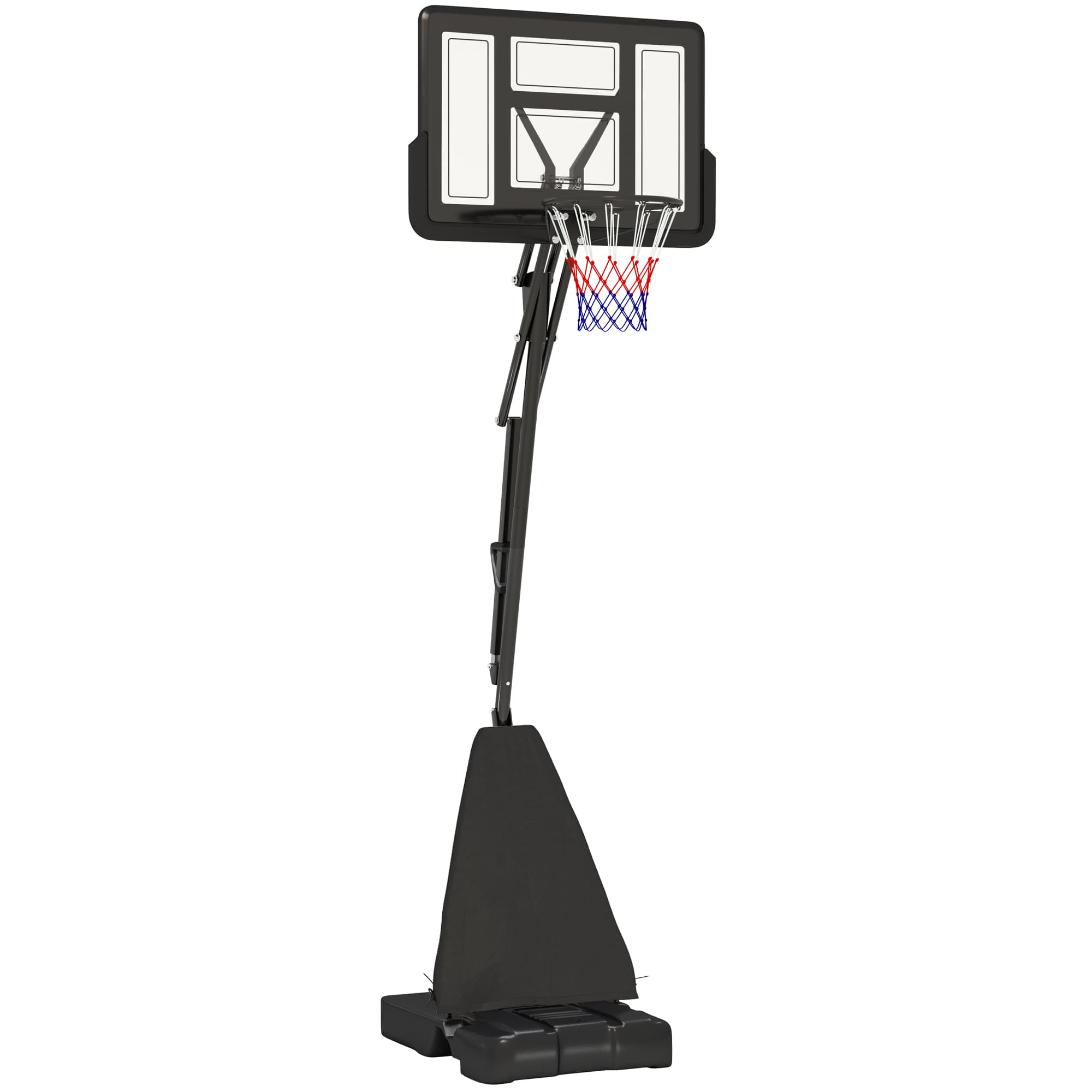SPORTNOW Basketball Hoop Outdoor, Height Adjustable Basketball Hoop and Stand with Rebound System, 2.45-3.05m, for Teens, Adults, Black | Aosom UK