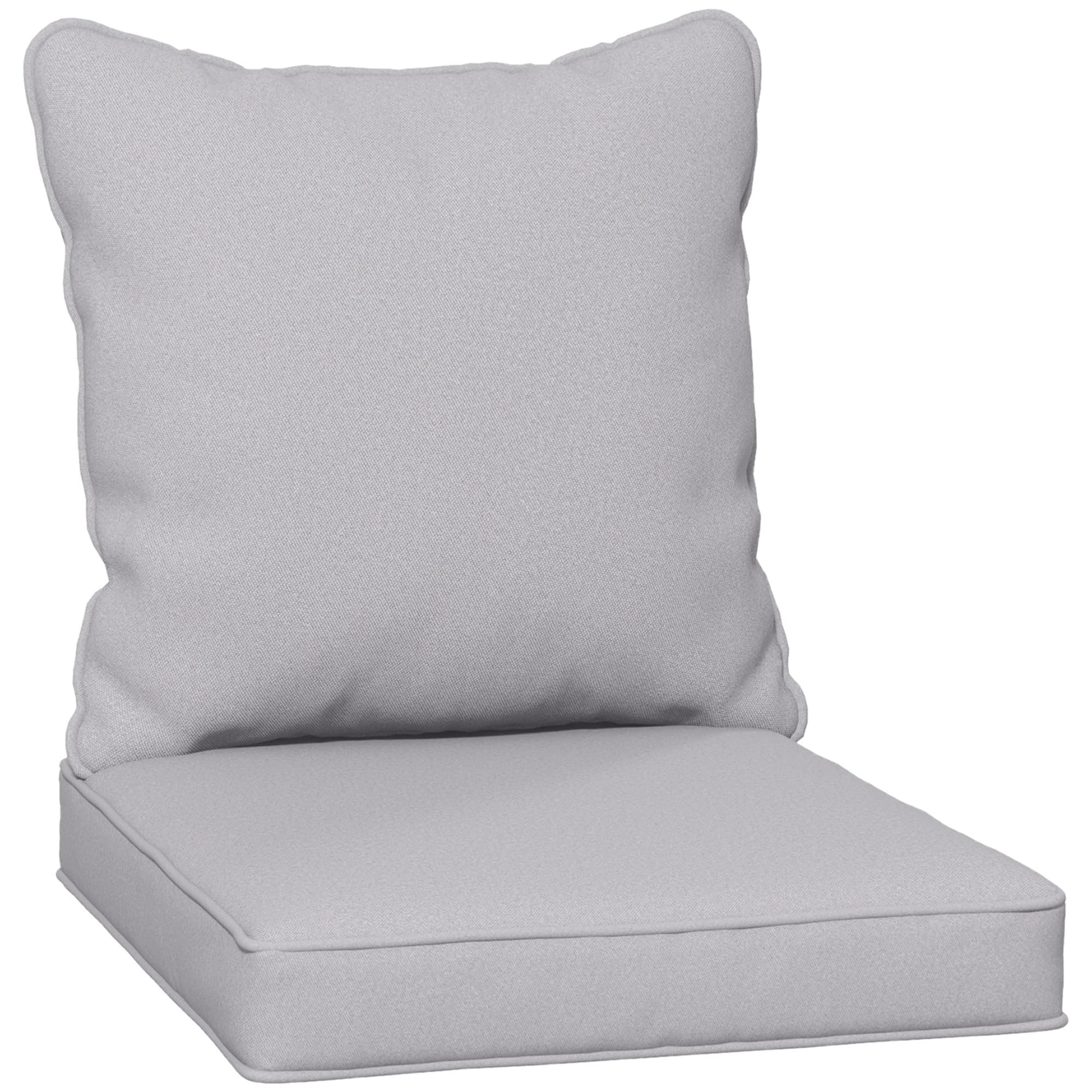 Outsunny Replacement Cushion Pillow for Patio Chair, Indoor Outdoor Seat and Back Cushion Set, Light Grey | Aosom UK