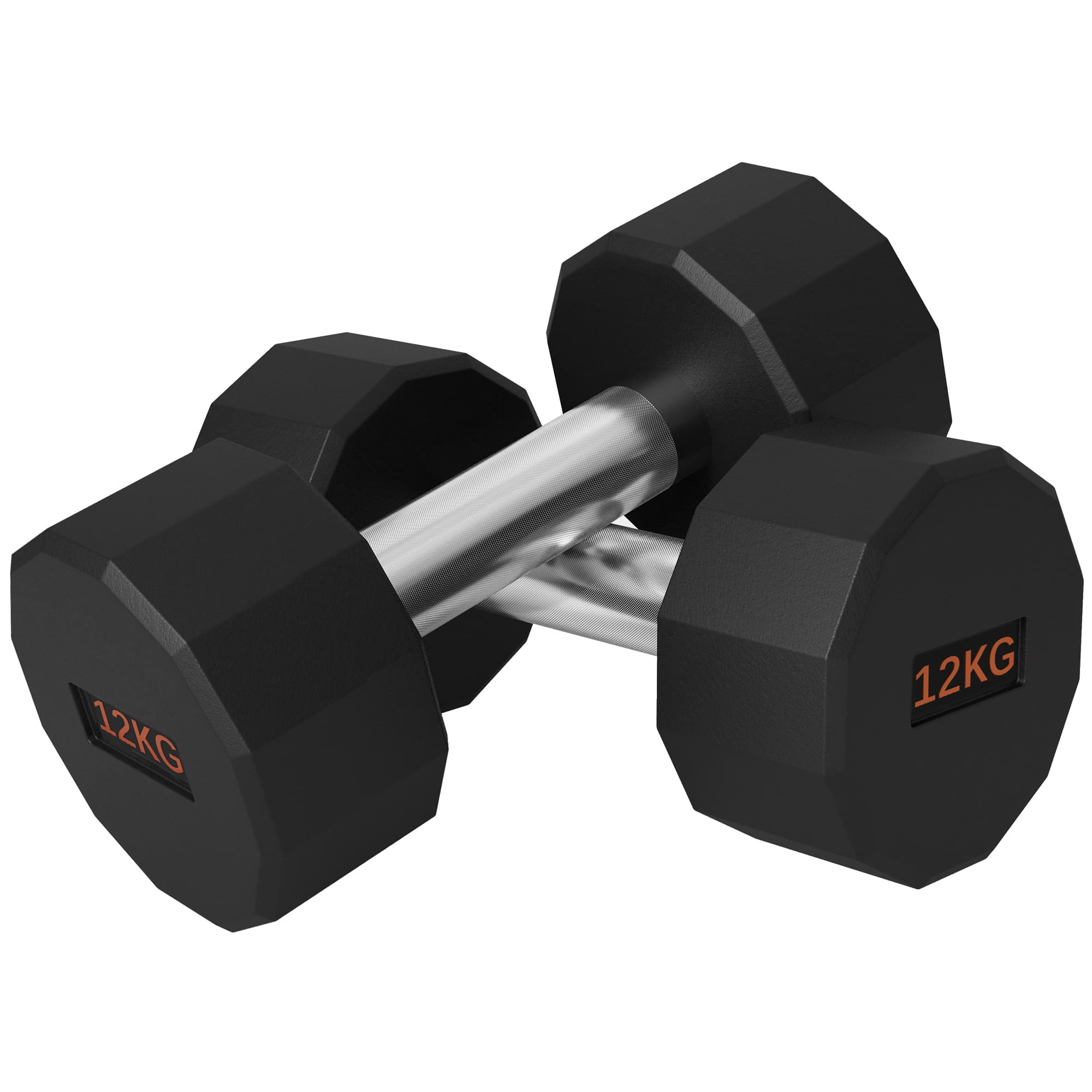 SPORTNOW 2 x 12kg Dumbbells Weights Set with 12-Sided Shape and Non-Slip Grip for Men Women Home Gym Workout | Aosom UK