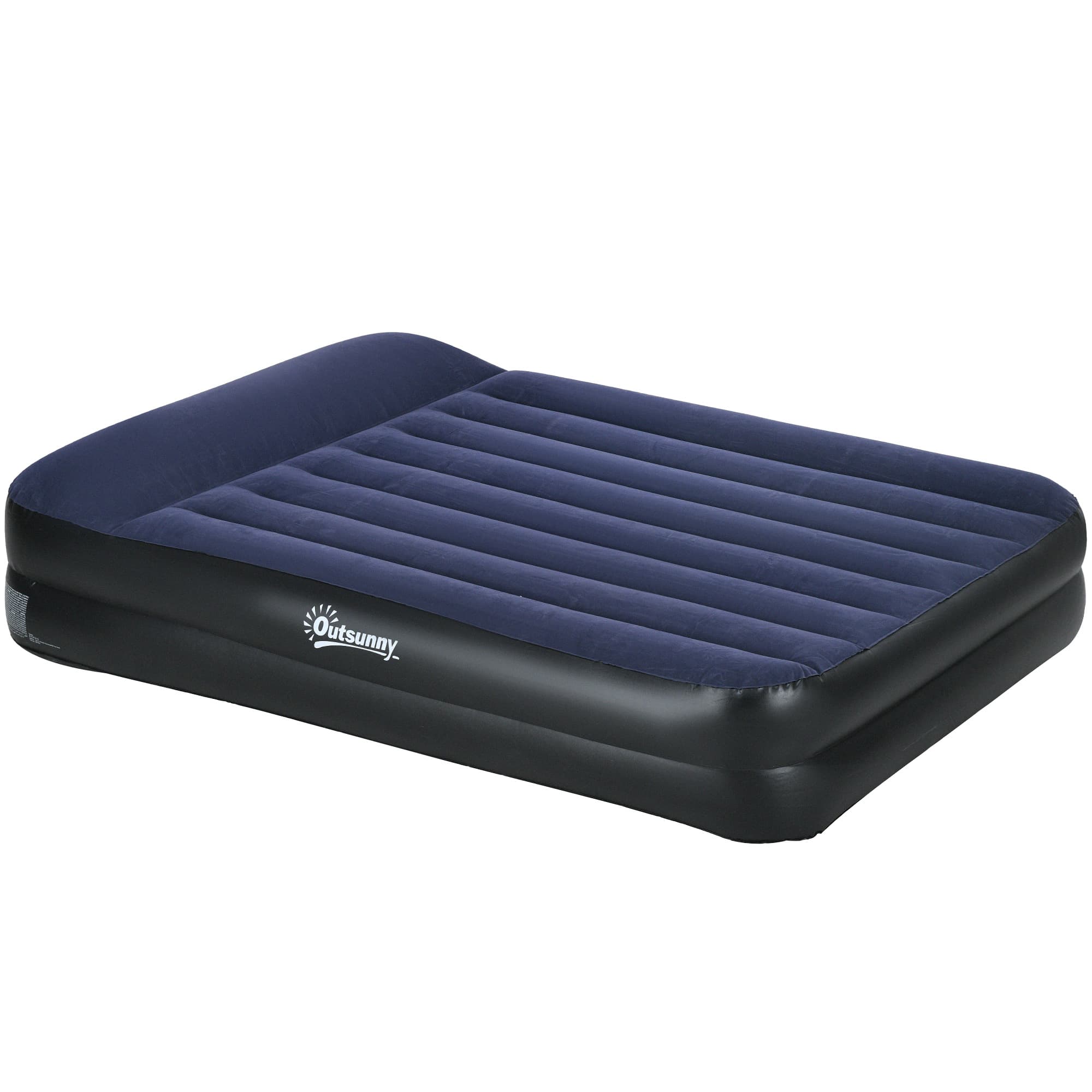 Outsunny Queen Inflatable Air Mattress with Built-in Electric Pump, Integrated Pillow for Comfortable Sleep | Aosom UK