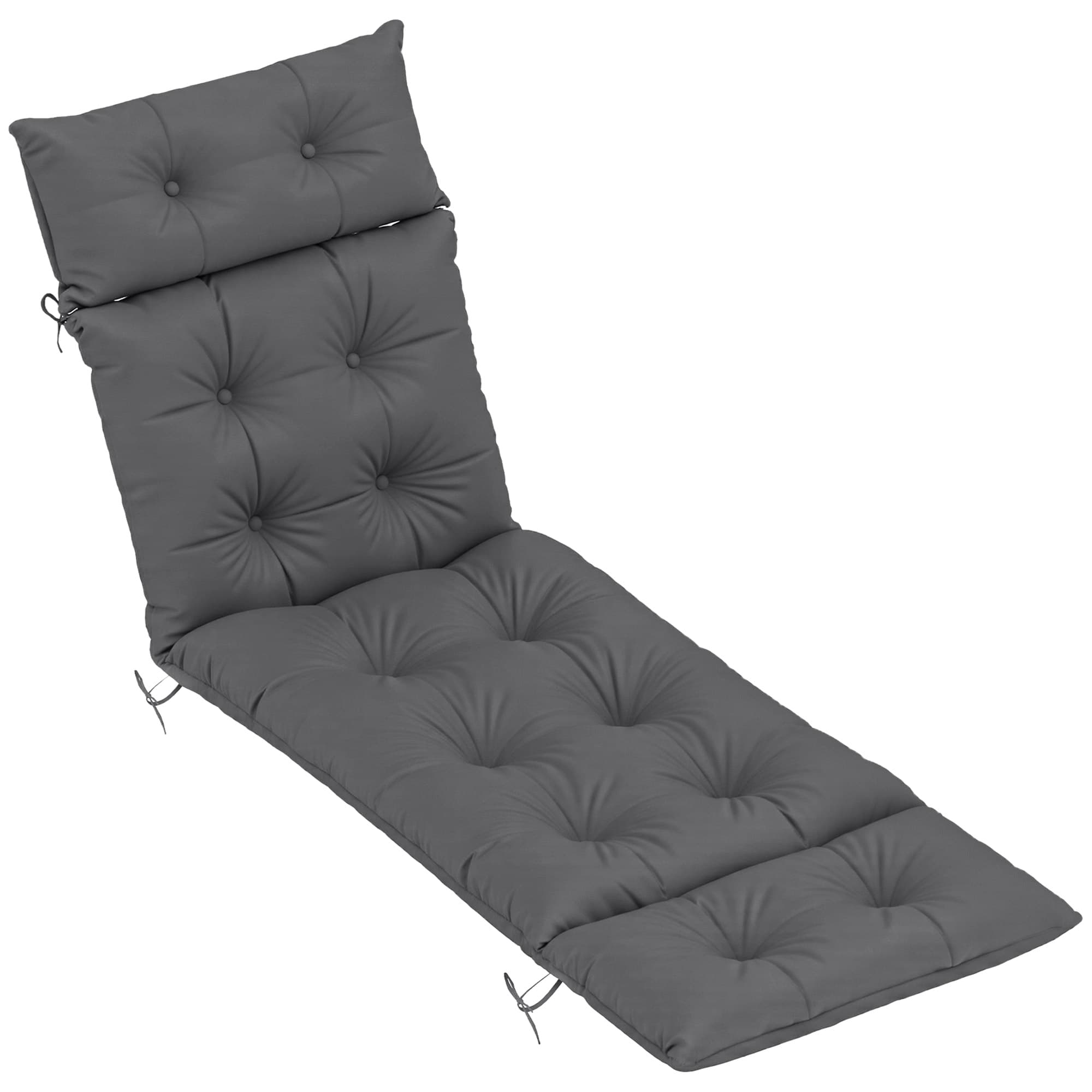 Outsunny Sun Lounger Cushion Only, 190x56x10cm Garden Lounge Chair Cushion, UPF20+ 220gsm Fabric, Thick Sunbed Replacement Cushion, Dark Grey