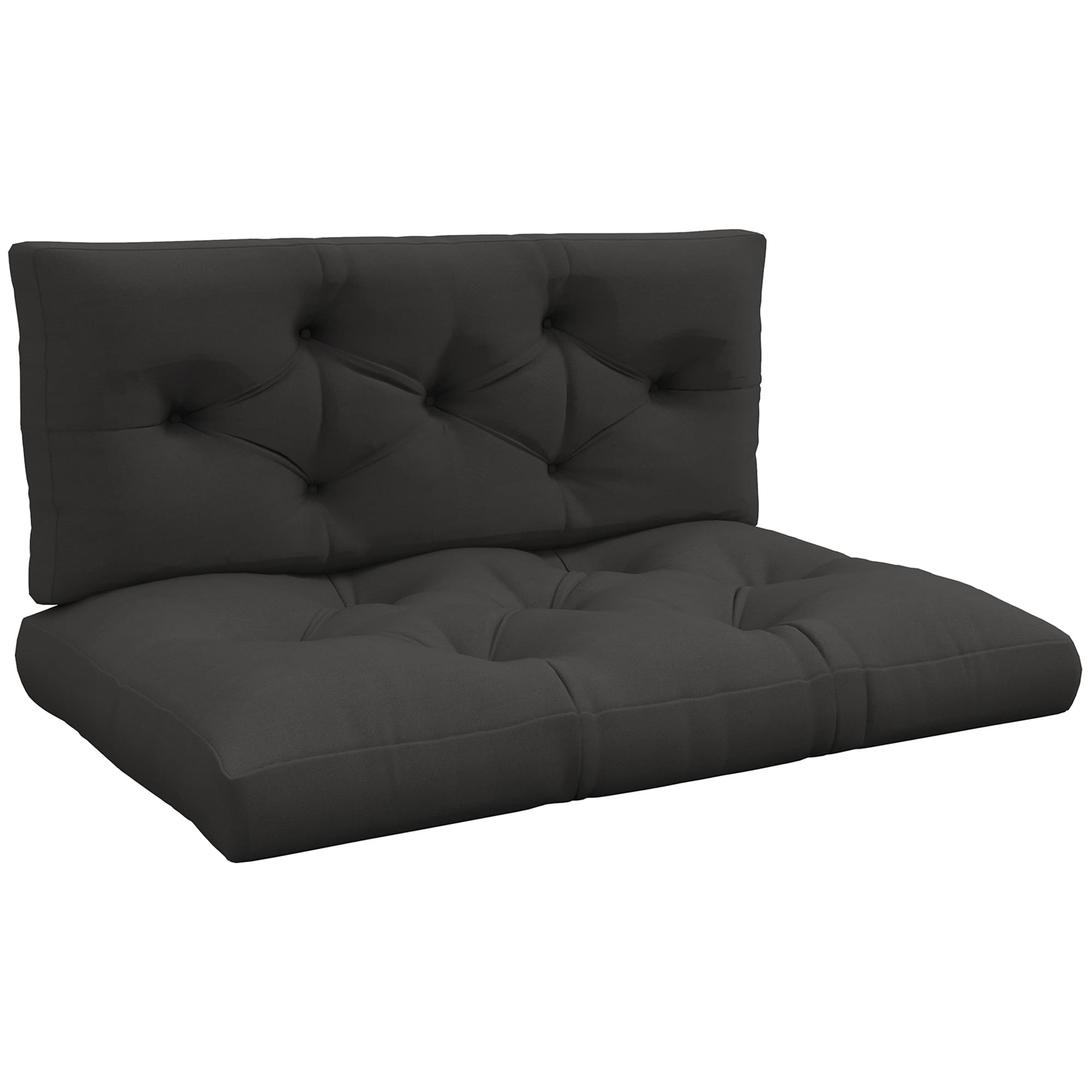 Outsunny 4-Piece Pallet Seat Cushions Back Pillows Replacement, Patio Chair Cushions Set for Indoor Outdoor, Charcoal Grey