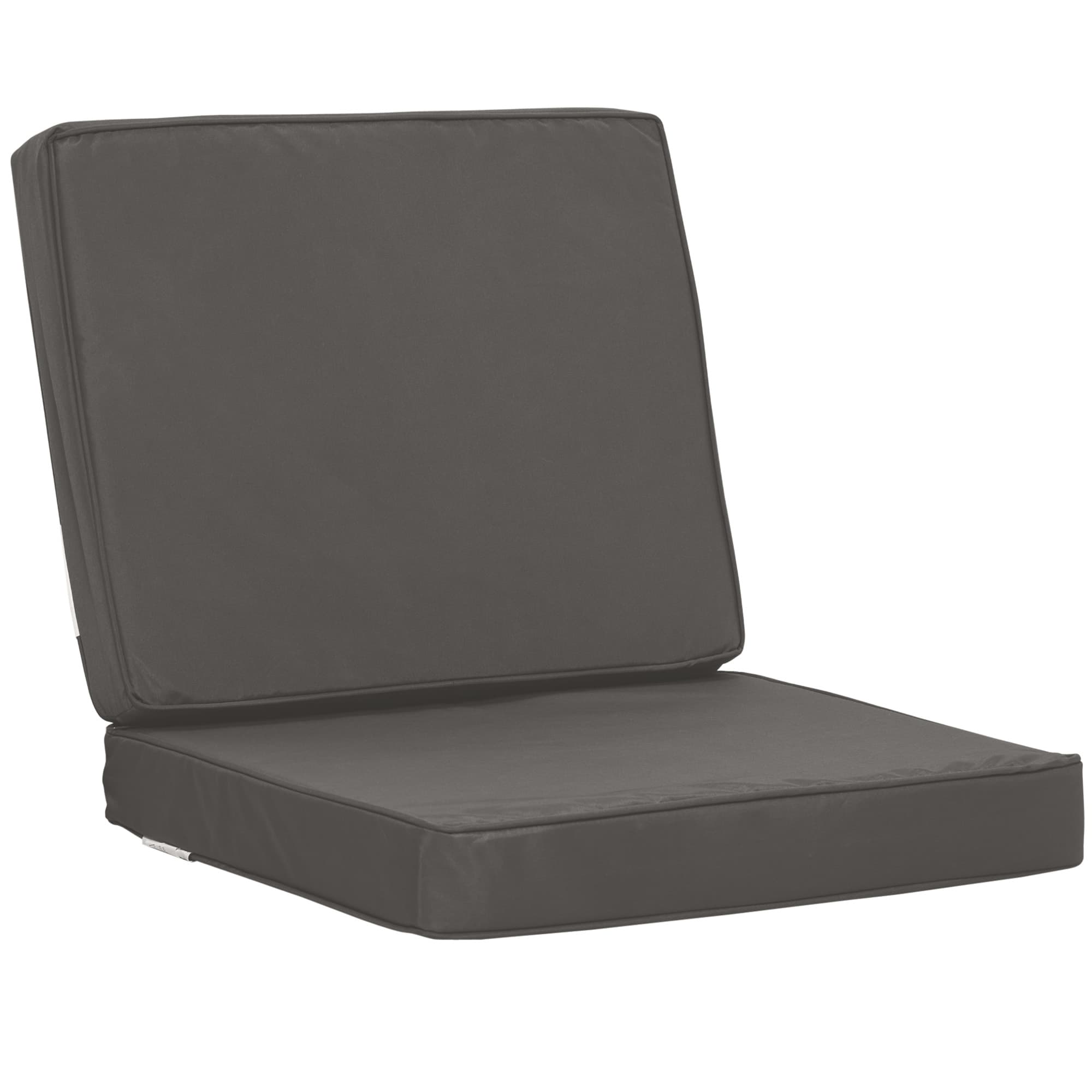 Outsunny Set of 2 Garden Seat and Back Cushion Set, Replacement Cushions for Outdoor Furniture w/ Seat Cushion & Back Cushion, Dark Grey | Aosom UK