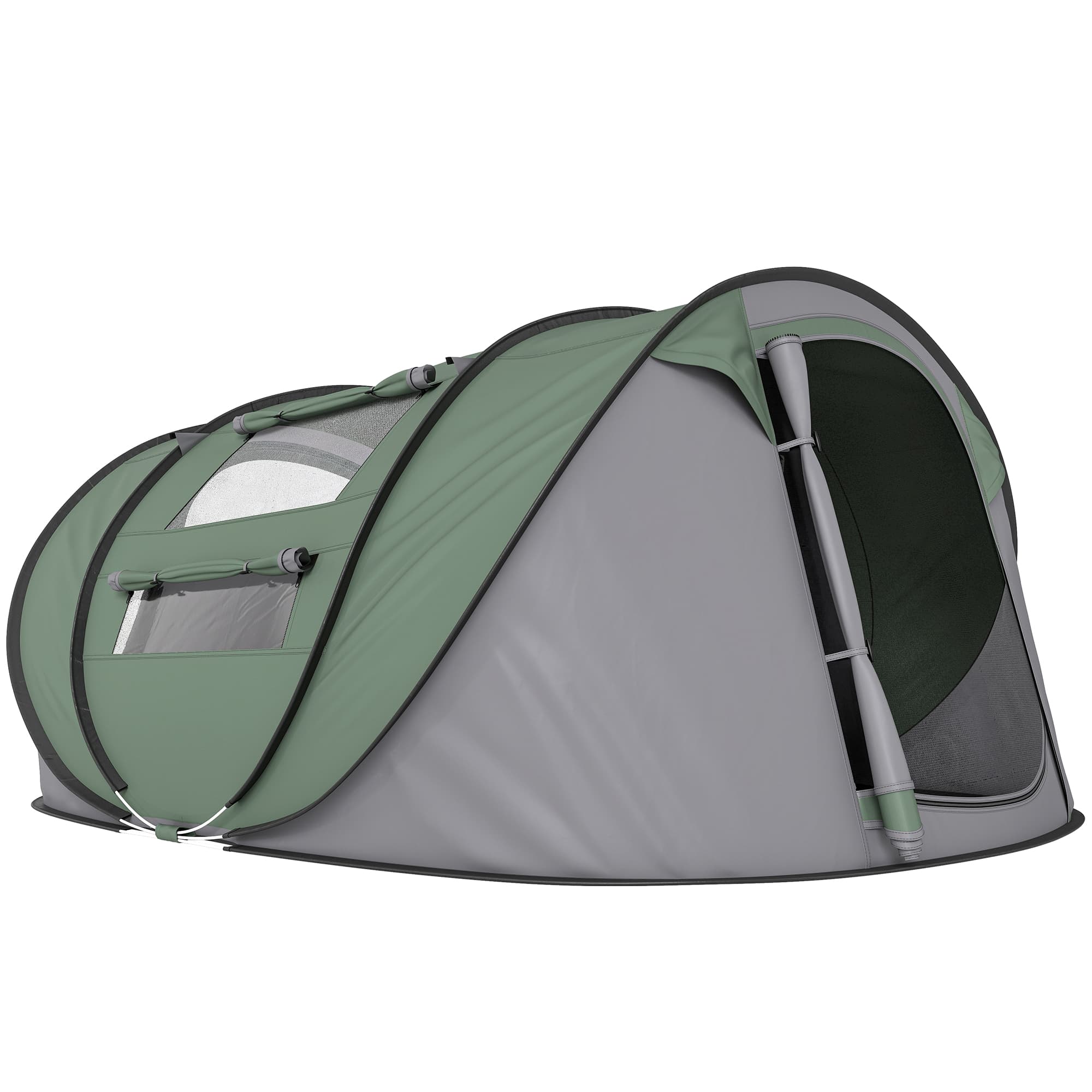 Outsunny Camping Haven: 4-5 Person Pop-Up Tent, Waterproof with Mesh & PVC Windows, Portable Carry Bag, Forest Green | Aosom UK