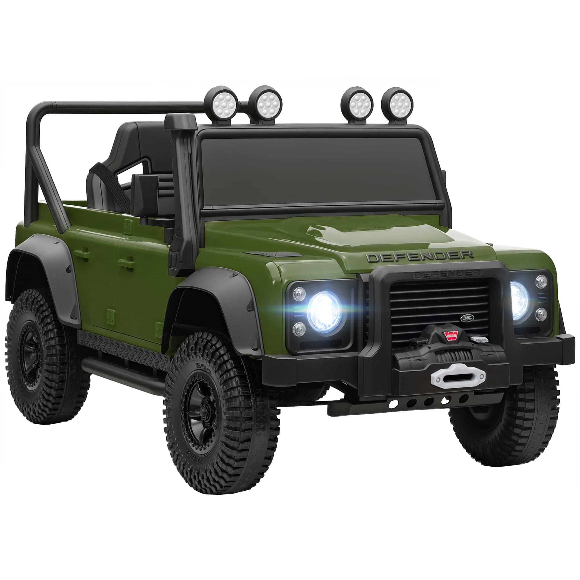 AIYAPLAY Kids Ride On Car with Remote Control, Music, Horn, 4 Spring Suspension Wheels, LED Lights for 3-5 Years Old, Green