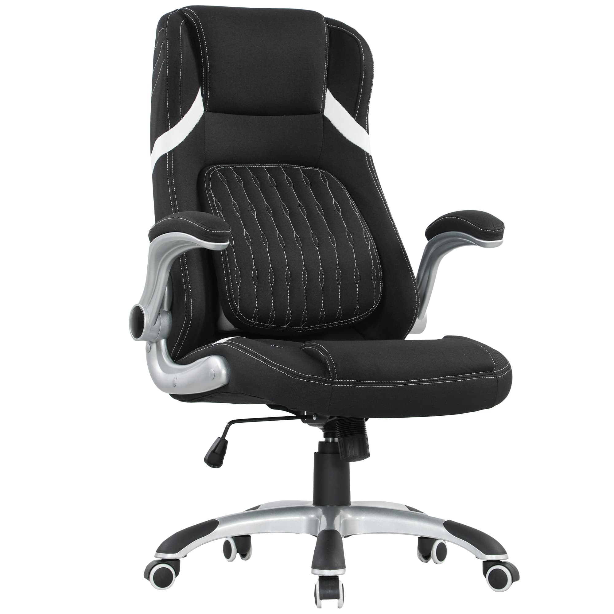 Vinsetto Linen-Look Office Chair, with Adjustable Height, Scratch-Resistant Treatment and Tension - Black | Aosom UK