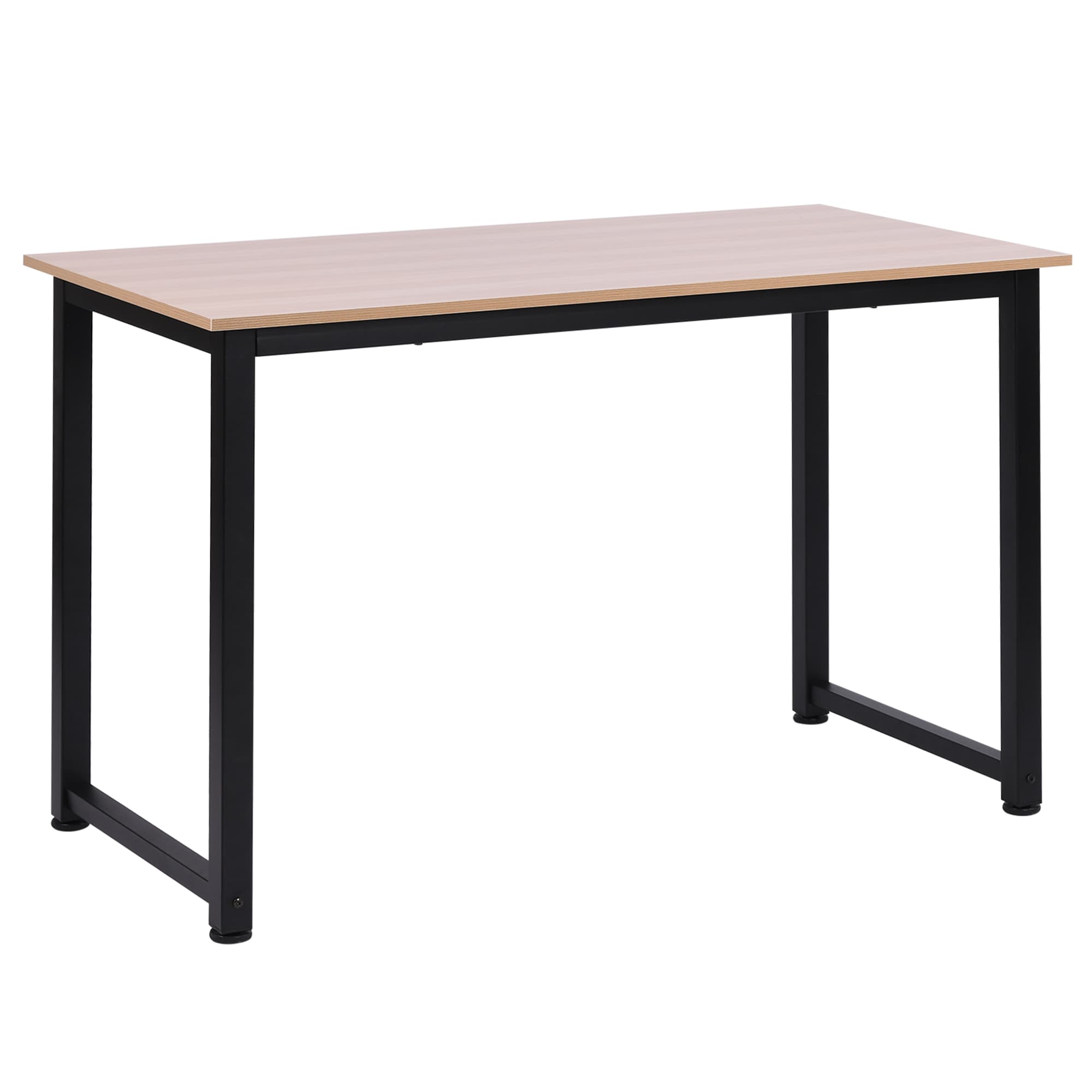 HOMCOM Computer Desk, PC Writing Table, Home Office Workstation, Adjustable Feet, Metal Frame, Oak Black | Aosom UK