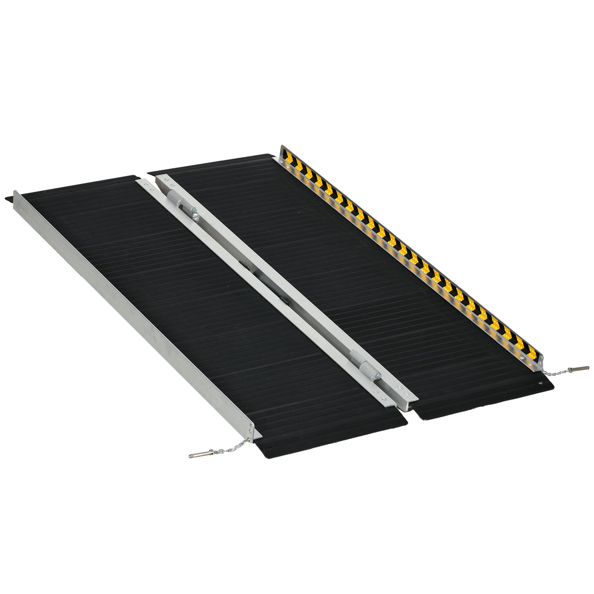 HOMCOM Wheelchair Ramp, 122L x 73Wcm, 272KG Capacity, Folding Aluminium Threshold Ramp w/ Non-Skid Surface, Transition Plates Above & Below | Aosom UK