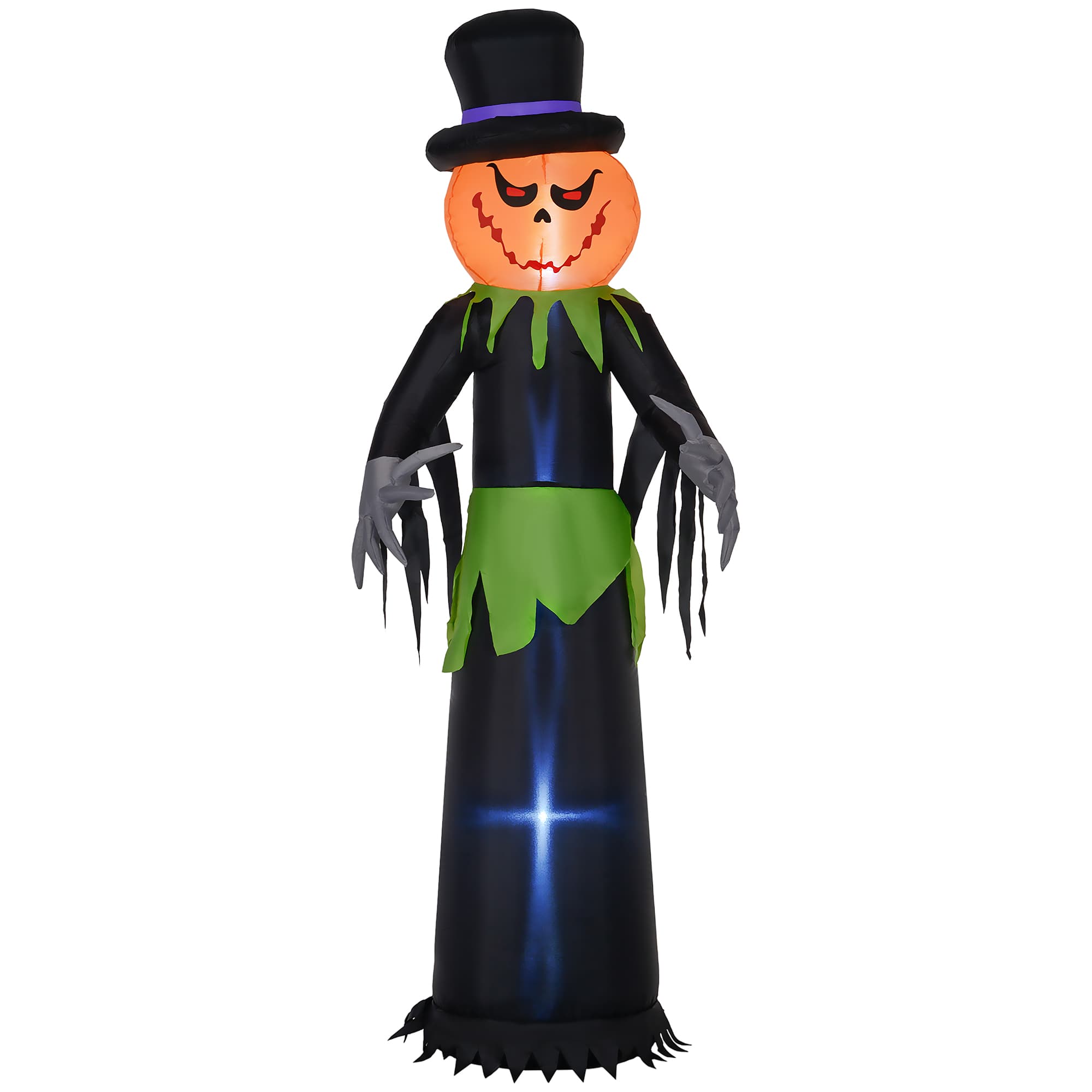 Outsunny 8FT Tall Halloween Inflatable Pumpkin Ghost in A Hat, Blow-Up Outdoor Halloween Decoration with LED Lights for Party | Aosom UK