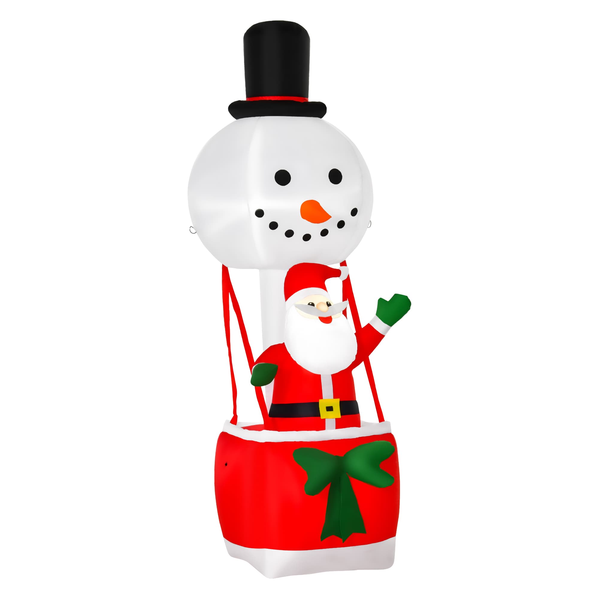 HOMCOM 2.5m Christmas Inflatable Decoration with Santa Claus on Snowman Hot Air Balloon, Blow Up Xmas Decor for Outdoor ​Indoor Home Garden Family