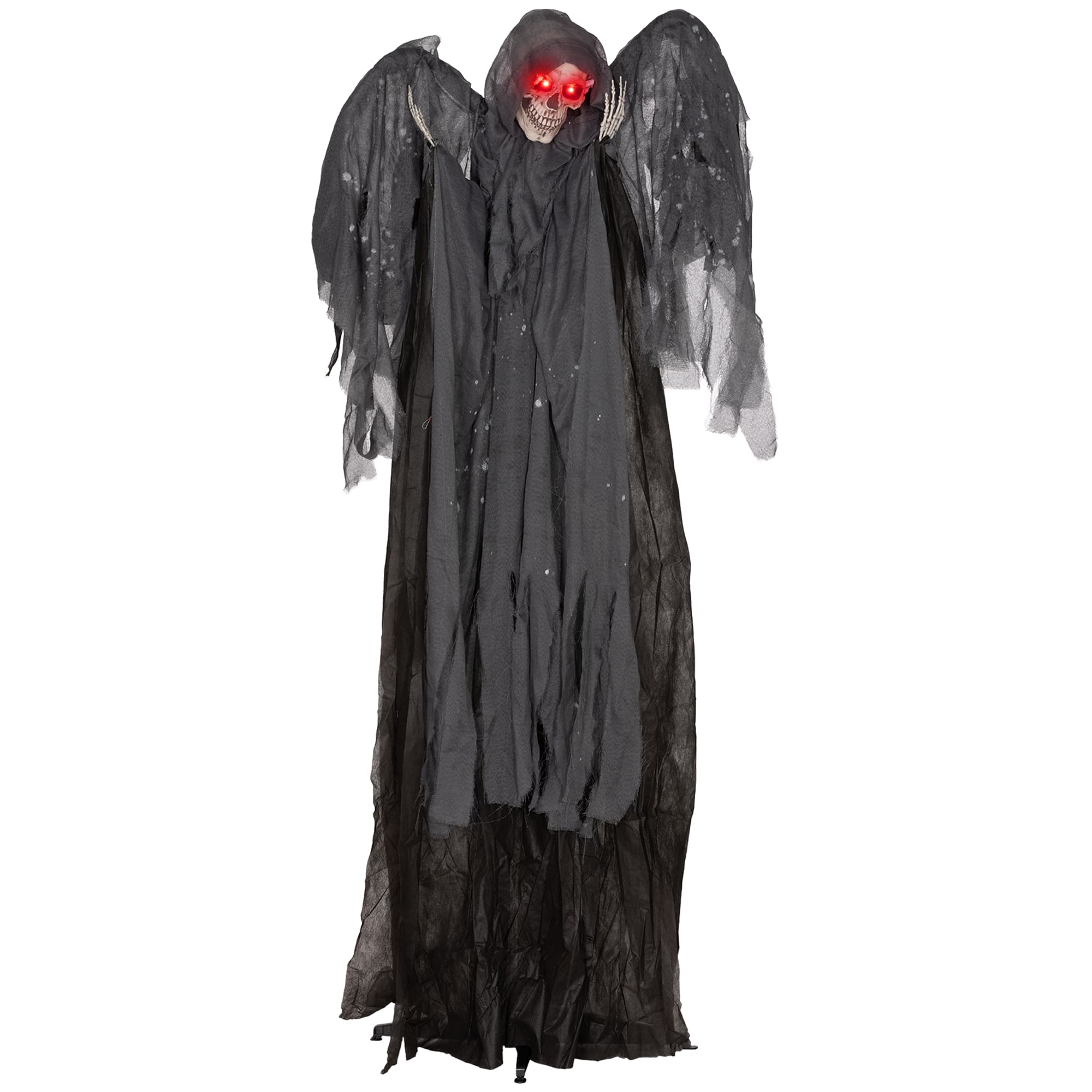 HOMCOM 195cm 77" Winged Grim Reaper Outdoor Halloween Decoration, Halloween Animatronic w/ Sound Activated, Light Up Eyes, Sound Effects | Aosom UK