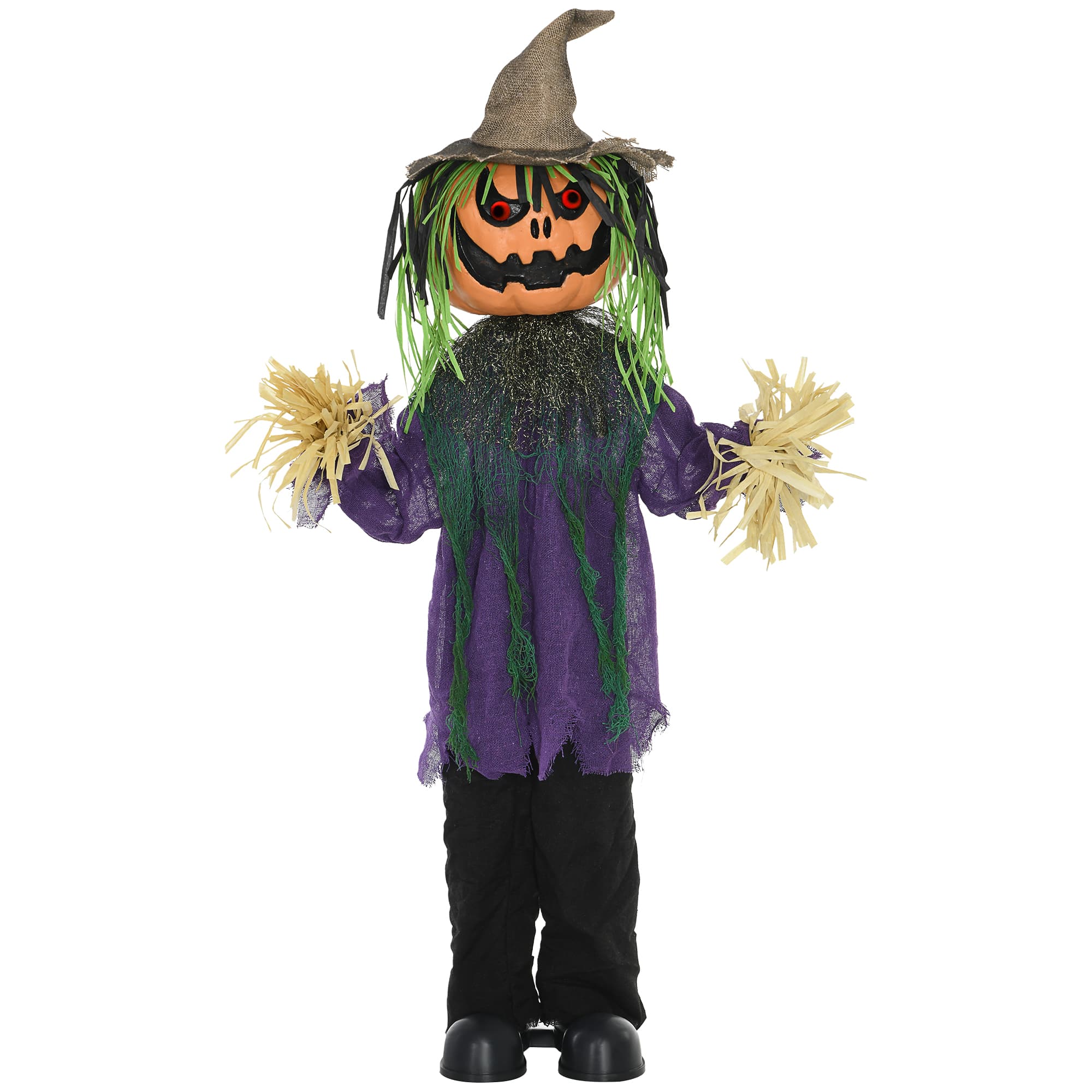 HOMCOM 114cm 45" Pumpkin Outdoor Halloween Decoration, Halloween Animatronic with Sound Activated, Light Up Eyes, Music Effects | Aosom UK