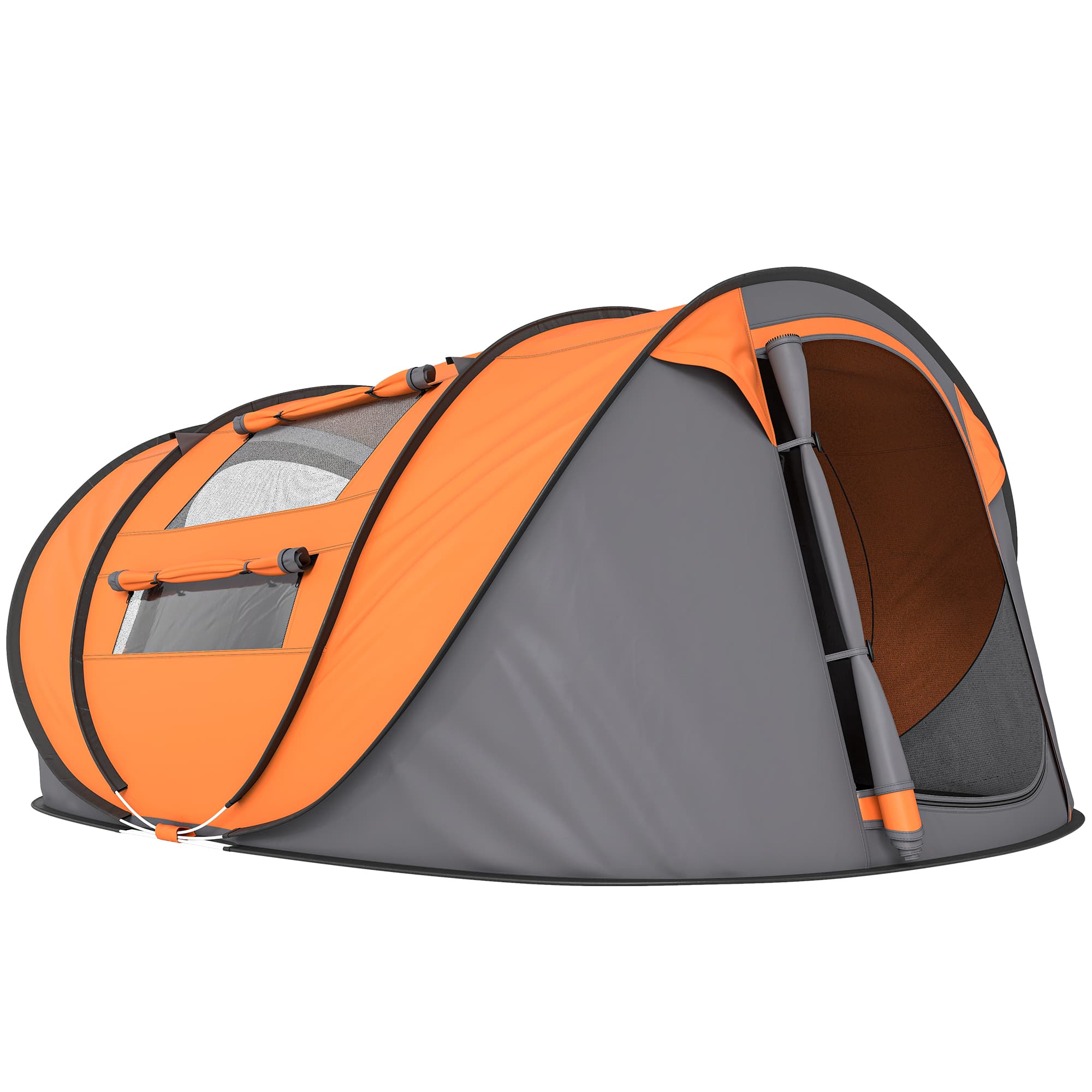 Outsunny 4-5 Person Pop-up Camping Tent Waterproof Family Tent w/ 2 Mesh Windows & PVC Windows Portable Carry Bag for Outdoor Trip