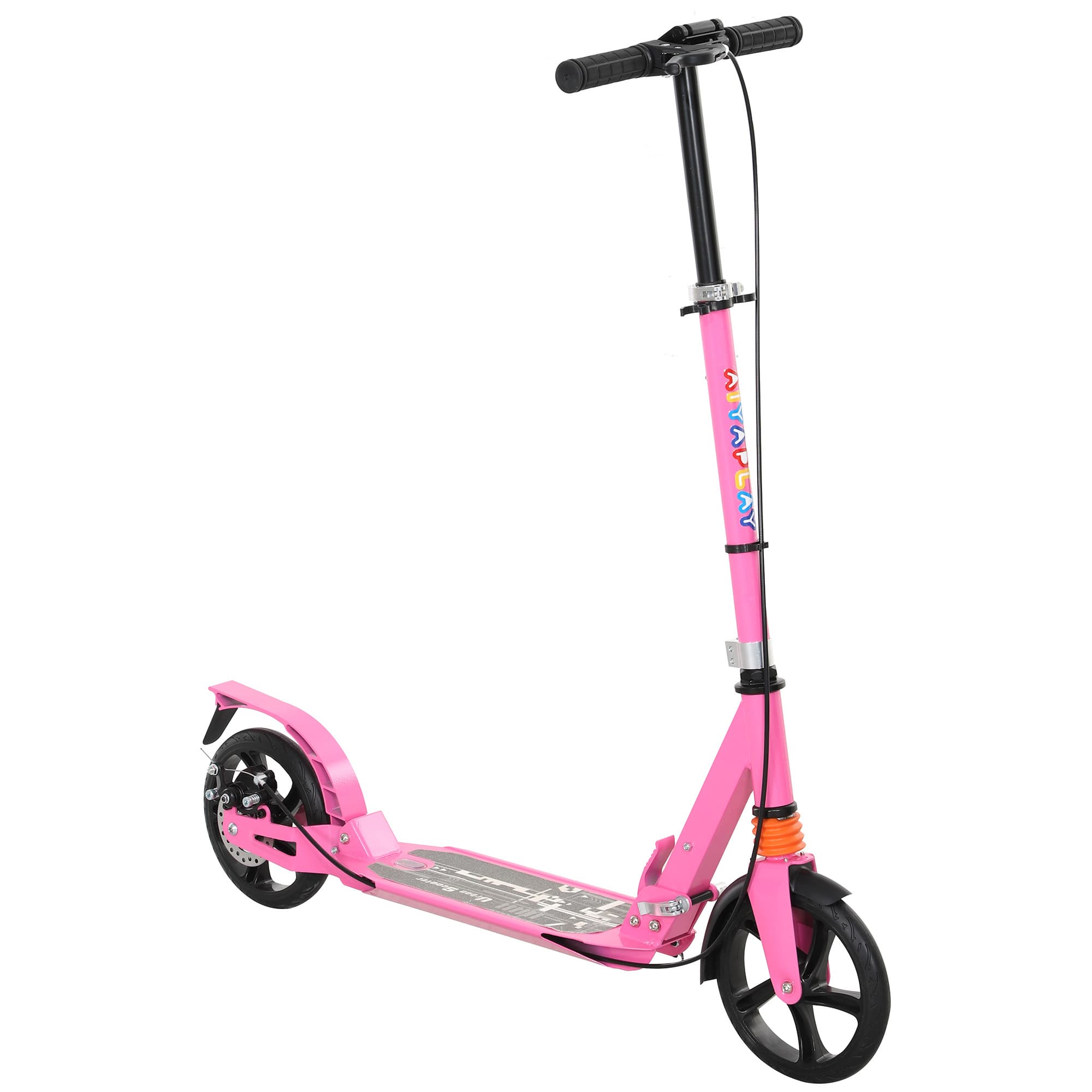 AIYAPLAY Kids Scooter with 4-Level Adjustable Handlebar, Dual Brake System, 200mm Wheels, ABEC-7 Bearings, Pink | Aosom UK