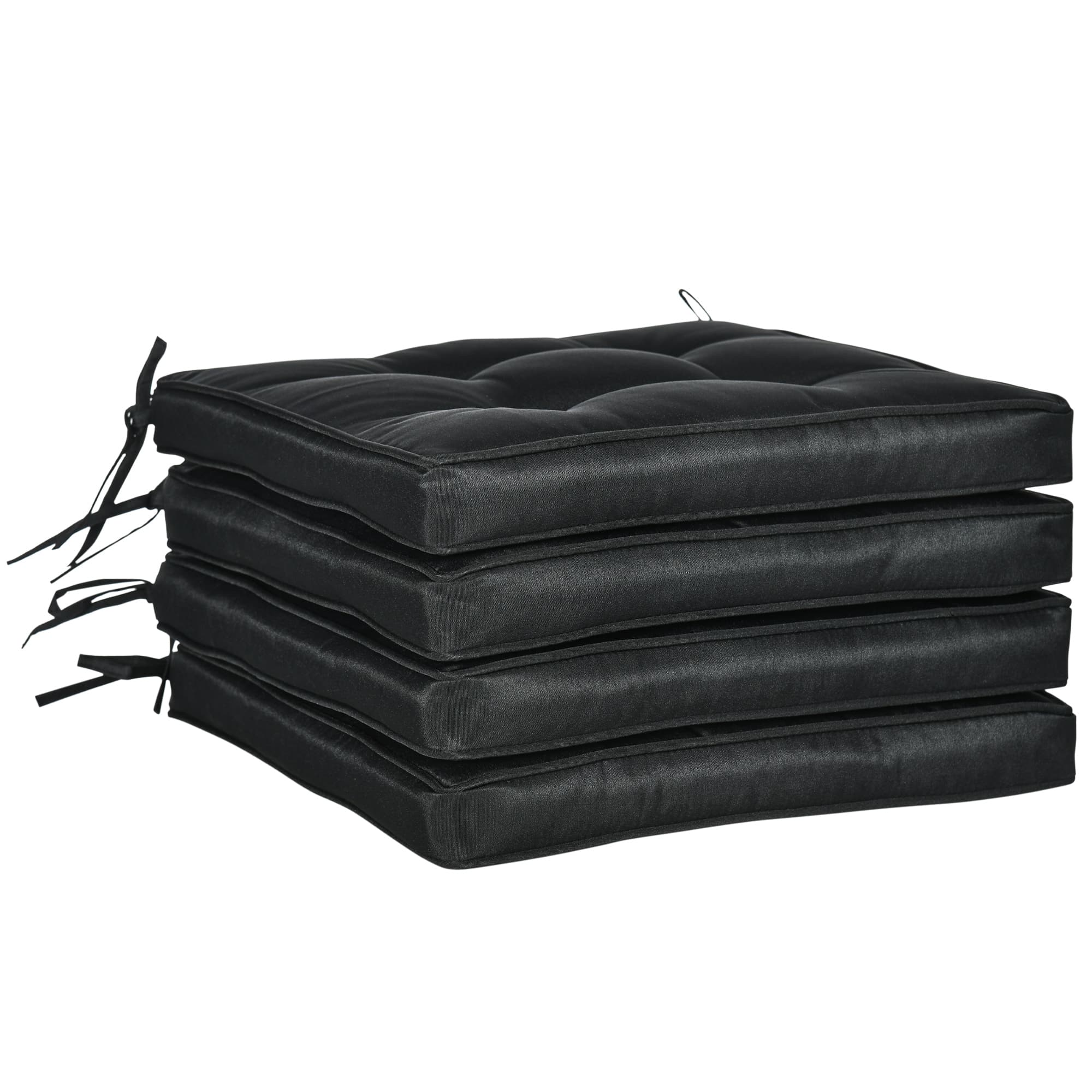Outsunny Replacement Dining Chair Seat Pad, Garden Seat Cushion with Ties, 40 x 40cm, Black | Aosom UK