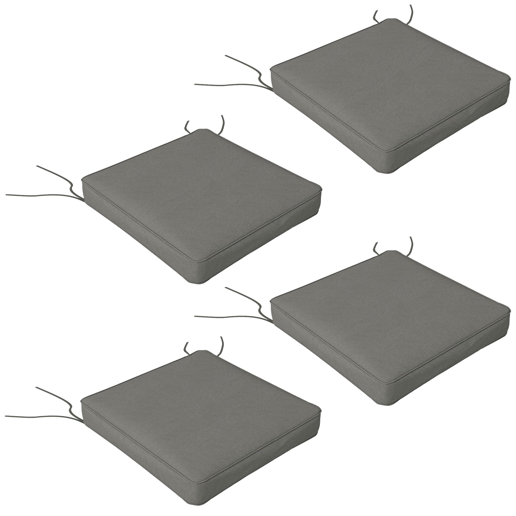 Outsunny Patio Chair Cushions, 4-Piece Seat Pillow Replacement Set with Ties, Indoor Outdoor Use, Charcoal Grey | Aosom UK
