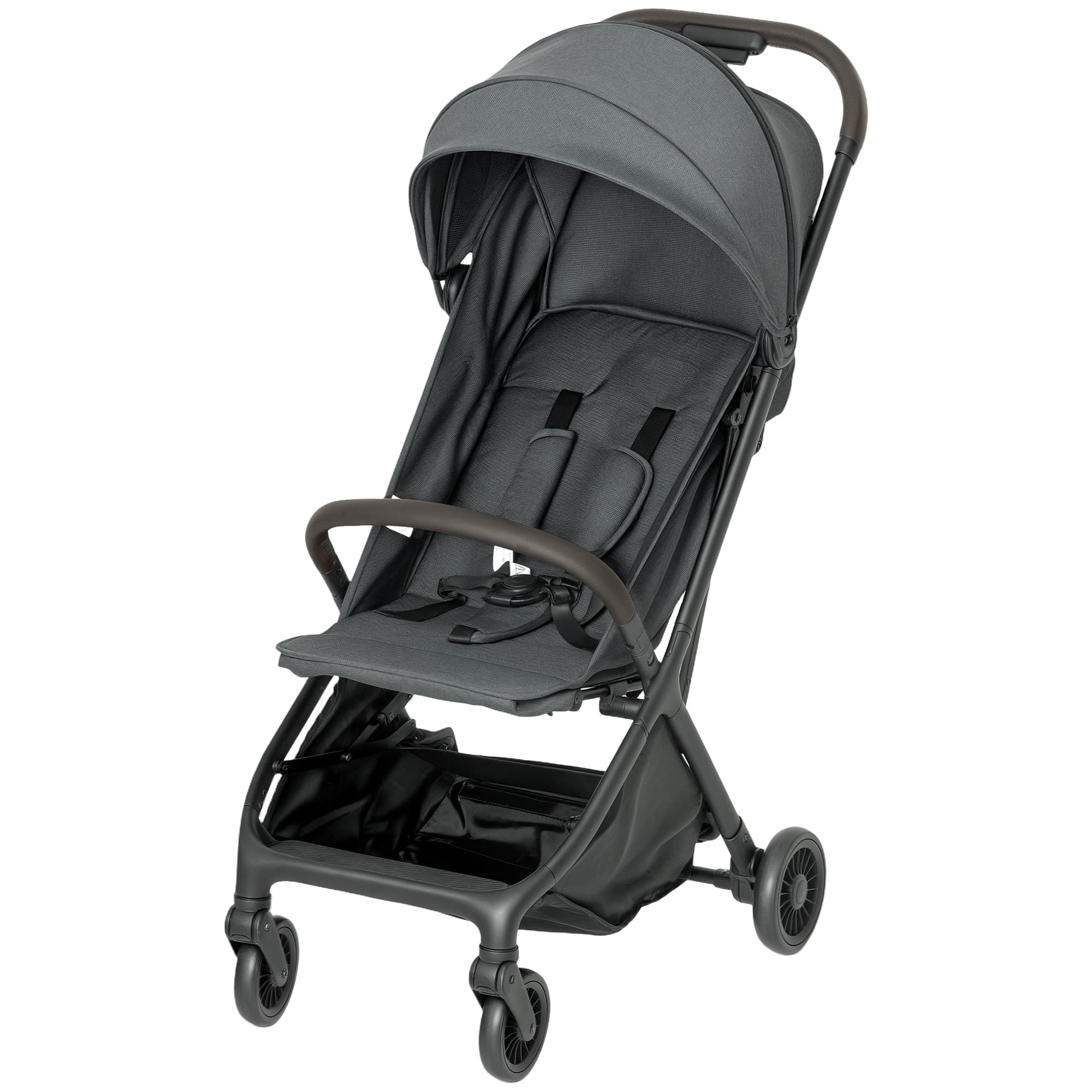 AIYAPLAY Foldable Baby Stroller with Adjustable Seat, 5-Point Harness, Canopy, Basket, 6.3kg Lightweight & Compact, Dark Grey