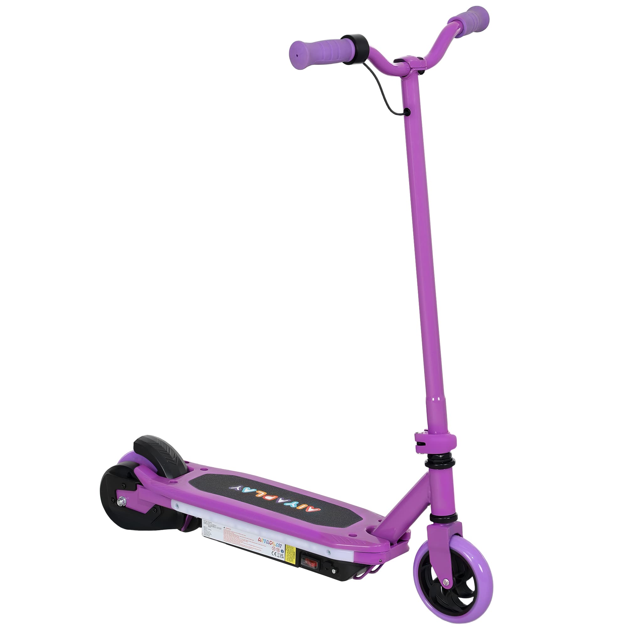 AIYAPLAY Electric Scooter for Kids Ages 6-14, with Colourful Light and Electric Brake, Kids Electric Scooter E Scooter, Up to 10 KM/H & 8 KM, Purple
