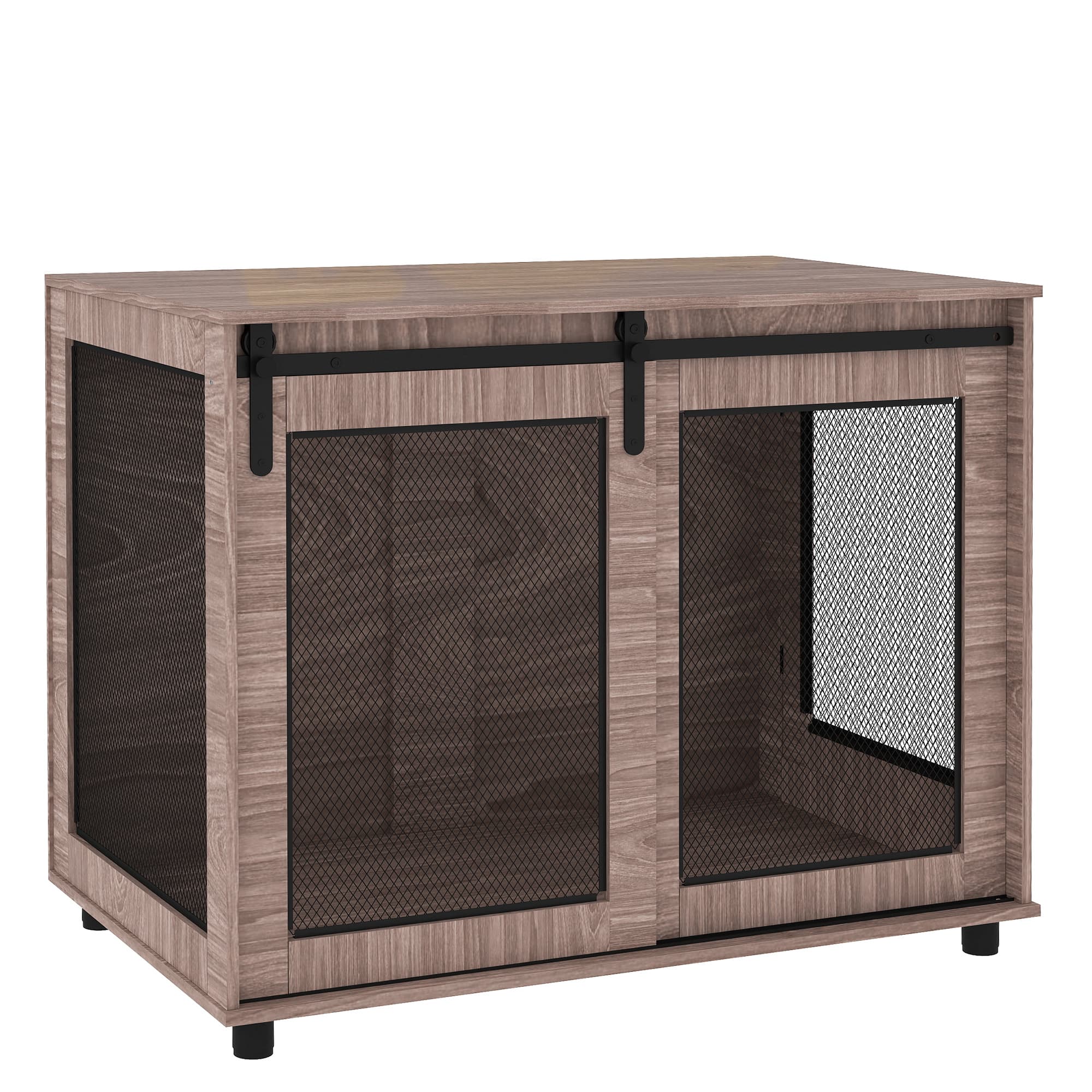 PawHut Dog Crate Furniture with Sliding Door for Large Dogs, 98 x 60 x 78cm, Walnut Brown