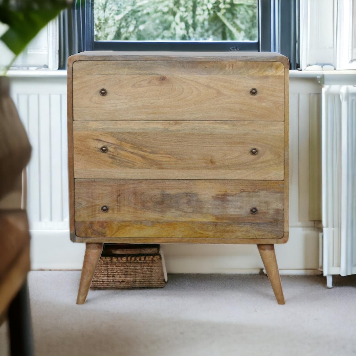 Wooden Chest of Drawers, 3-Drawers Storage Cabinet with Handcrafted Sustainable Design for Bedroom & Living Room, Brown | Aosom UK