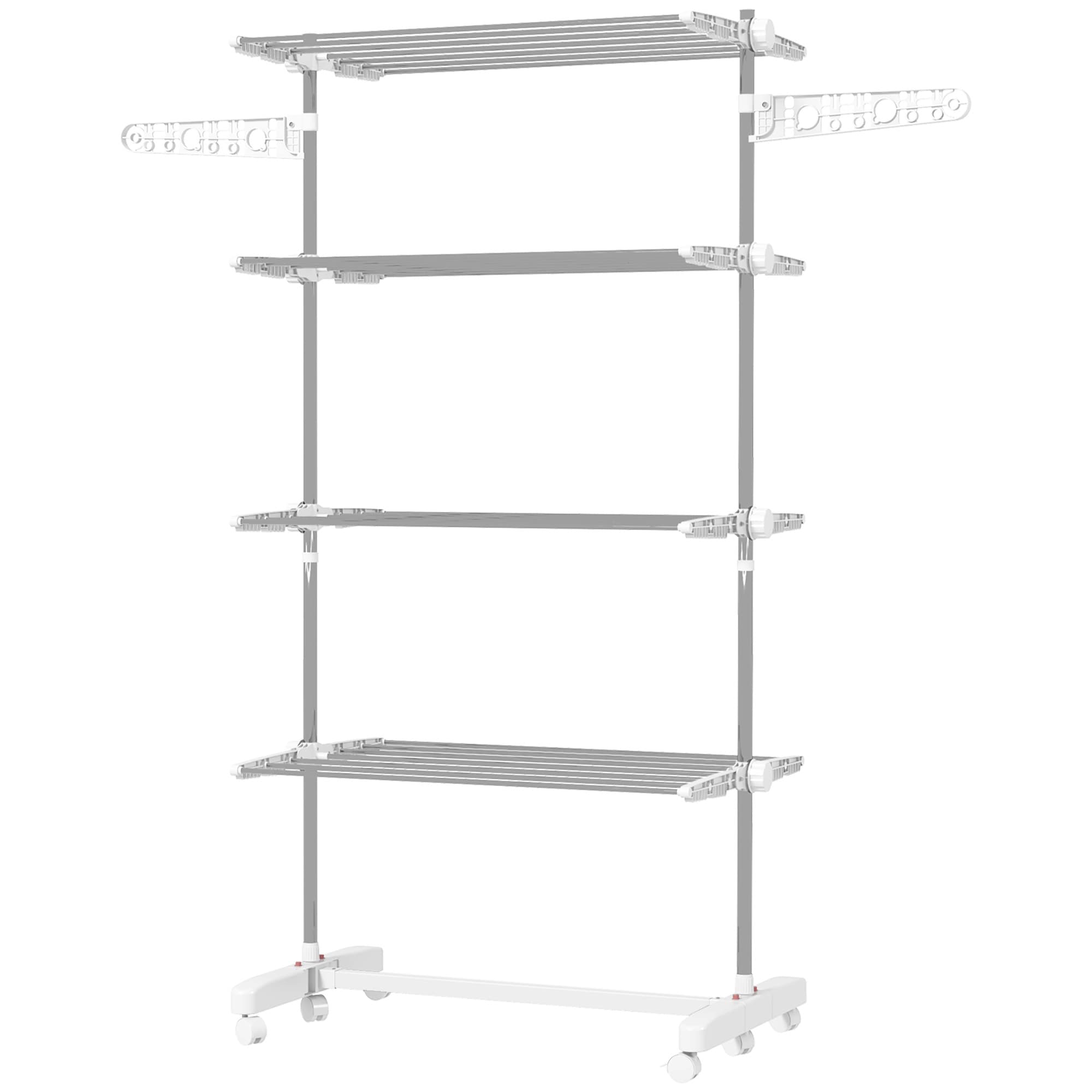 HOMCOM Folding Cloth Rail Adjustable Garment Rack With Wheels (4 Layer) | Aosom UK