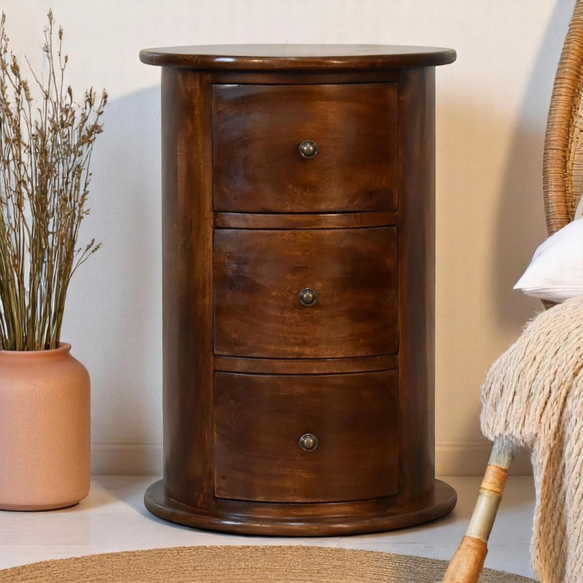 100% Solid Mango Wood Bedside Cabinet with Drawer and Stain-Based Finish, Desk with Eco-Conscious Build, 40L x 40W x 58H cm, Brown | Aosom UK