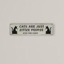 Wall Plaque 'Cats Are Just Little People' with High‑Strength Metal, Wall‑Mounted Home Décor for Bedroom, 1L x 49W x 12.5H cm, Black | Aosom UK