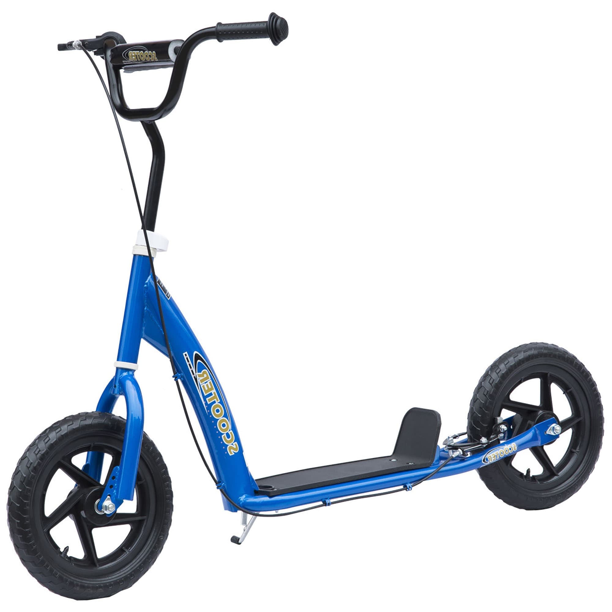 HOMCOM Trick Scooter with 12" EVA Tyres, Adjustable Height & Dual Brakes, for Kids 5+, Blue | Aosom UK