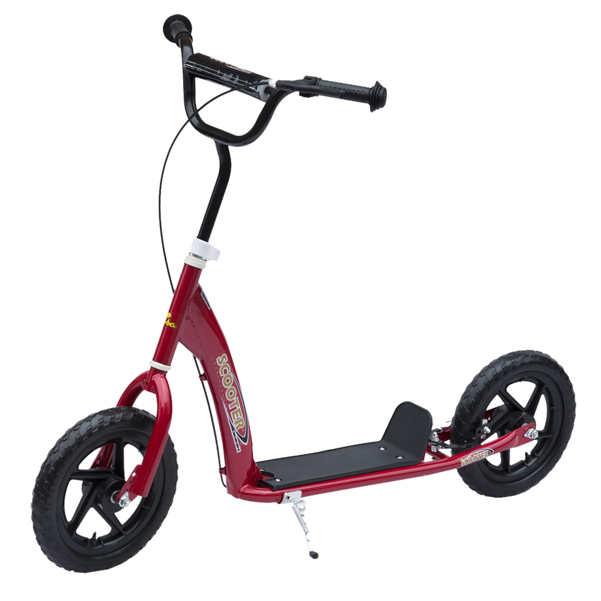 HOMCOM Stunt Scooter with 12" EVA Tyres, Adjustable Height & Dual Brakes, for Kids 5+, Red | Aosom UK