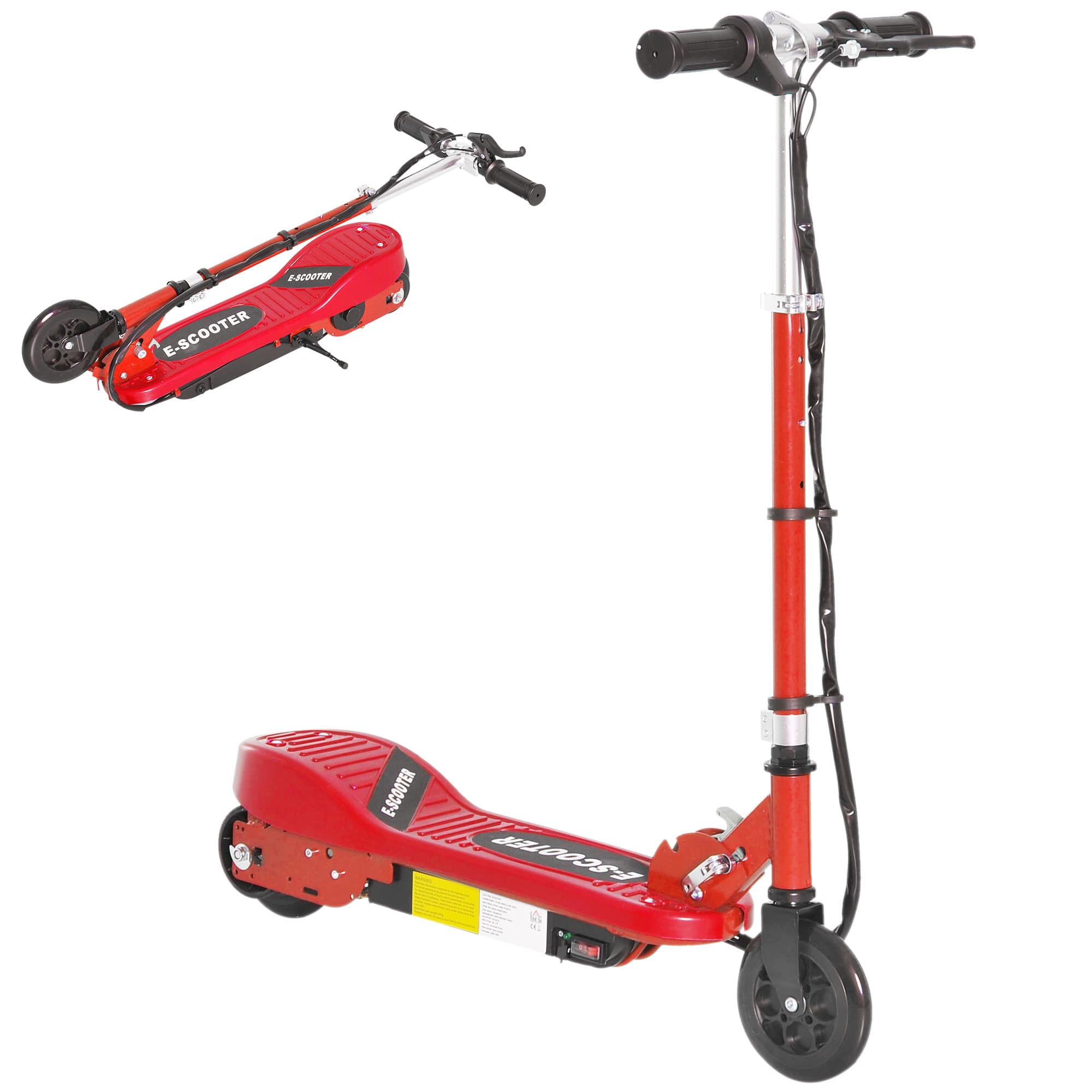 HOMCOM Kids Folding Electric Bike, 2x12V Rechargeable Battery, Adjustable Height, 120W Motor, Ride-on Toy for Ages 7-14, Red | Aosom UK