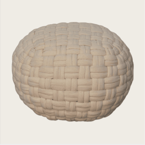 Handcrafted Tube Pouffe with Pleated Design and Breathable Cotton Fabric, Futon with Delivered Fully Assembled, 48L x 48W x 36H cm, White | Aosom UK