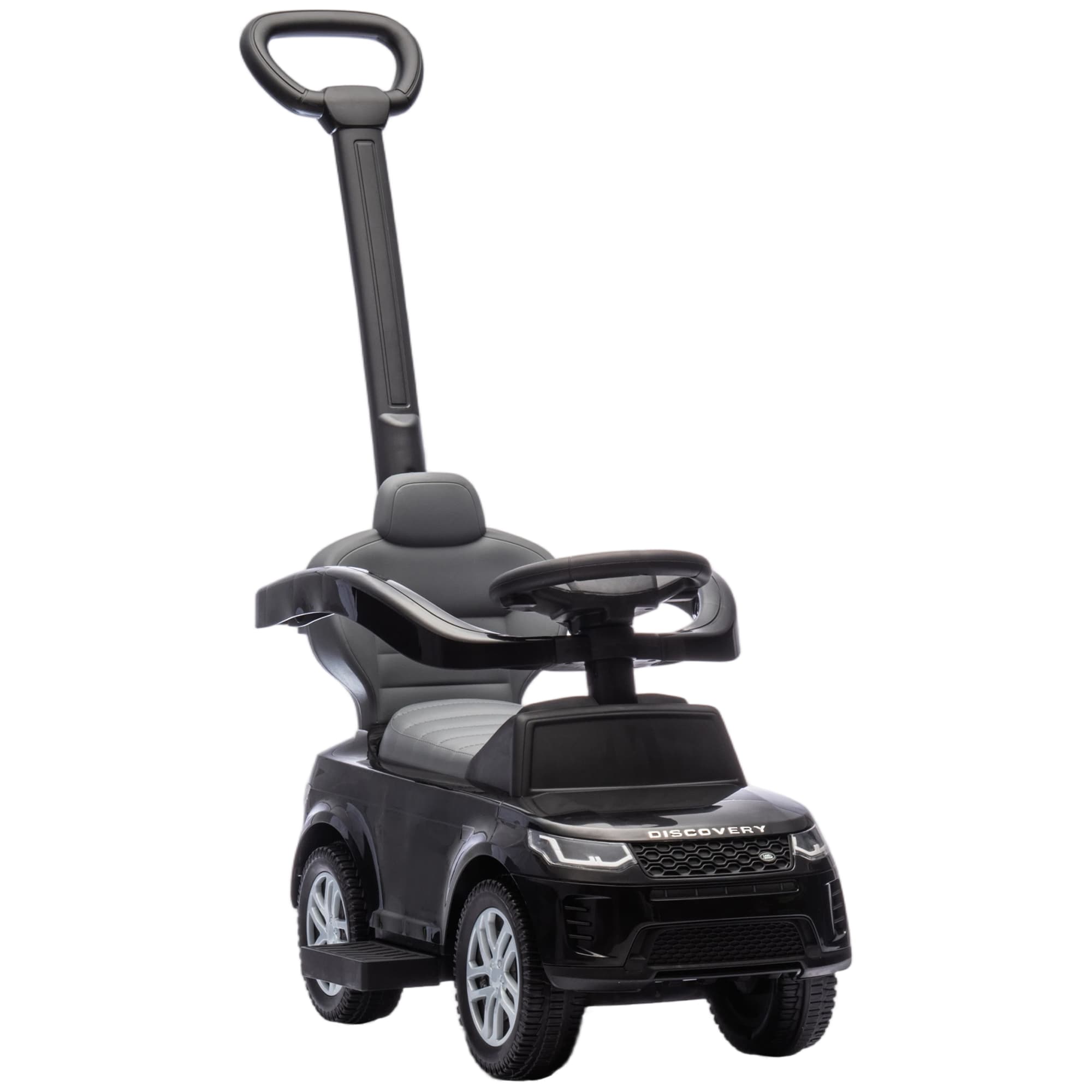 AIYAPLAY LAND ROVER DISCOVERY Licensed Baby Push Car, 2-in-1 Ride on Car with Push Handle and Safety Guardrail, Black