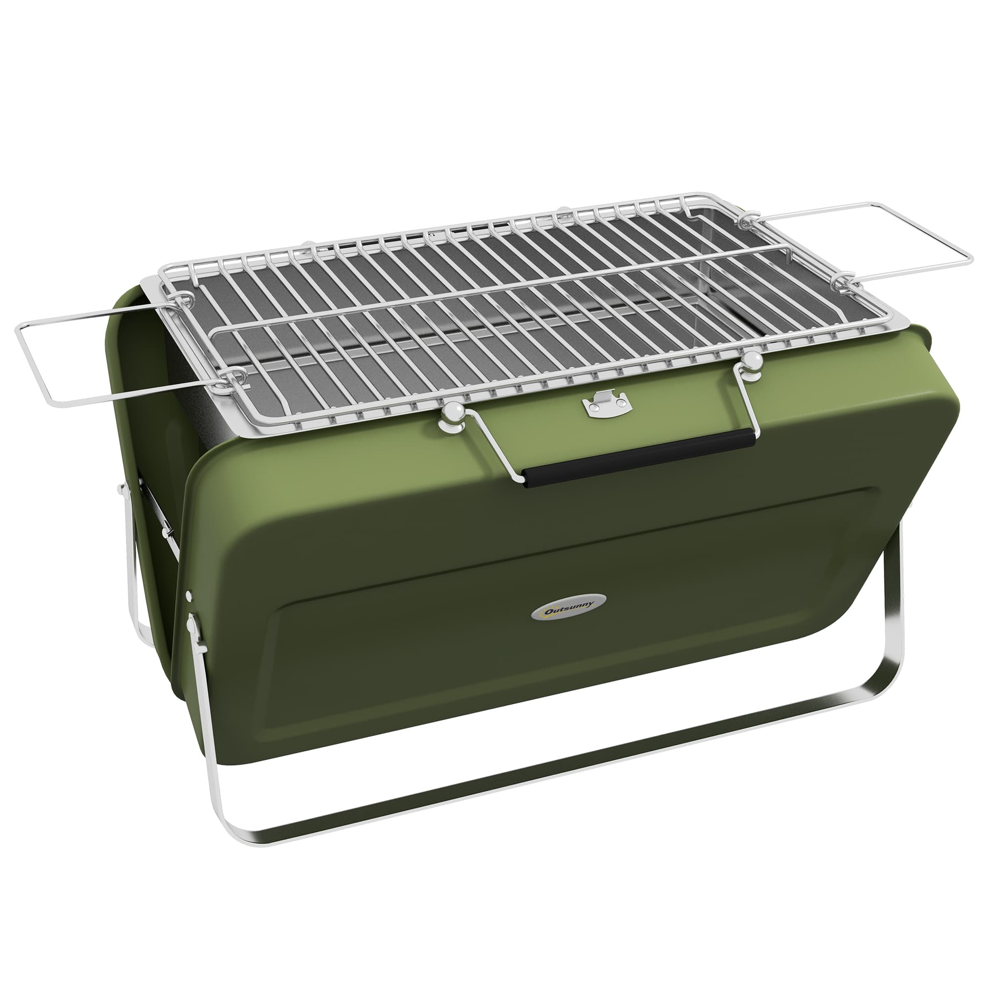 Outsunny Foldable Suitcase Design Mini Charcoal Barbecue Grill BBQ, Green